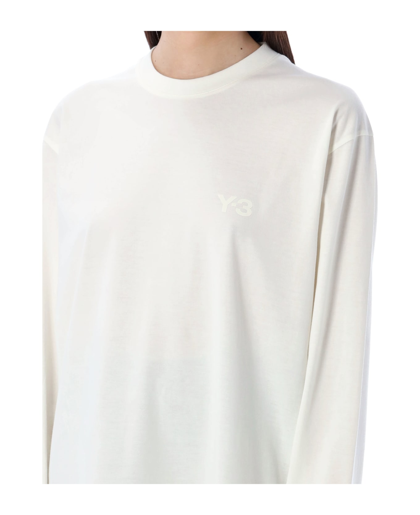 Y-3 Long Sleeves Logo T-shirt - WHITE