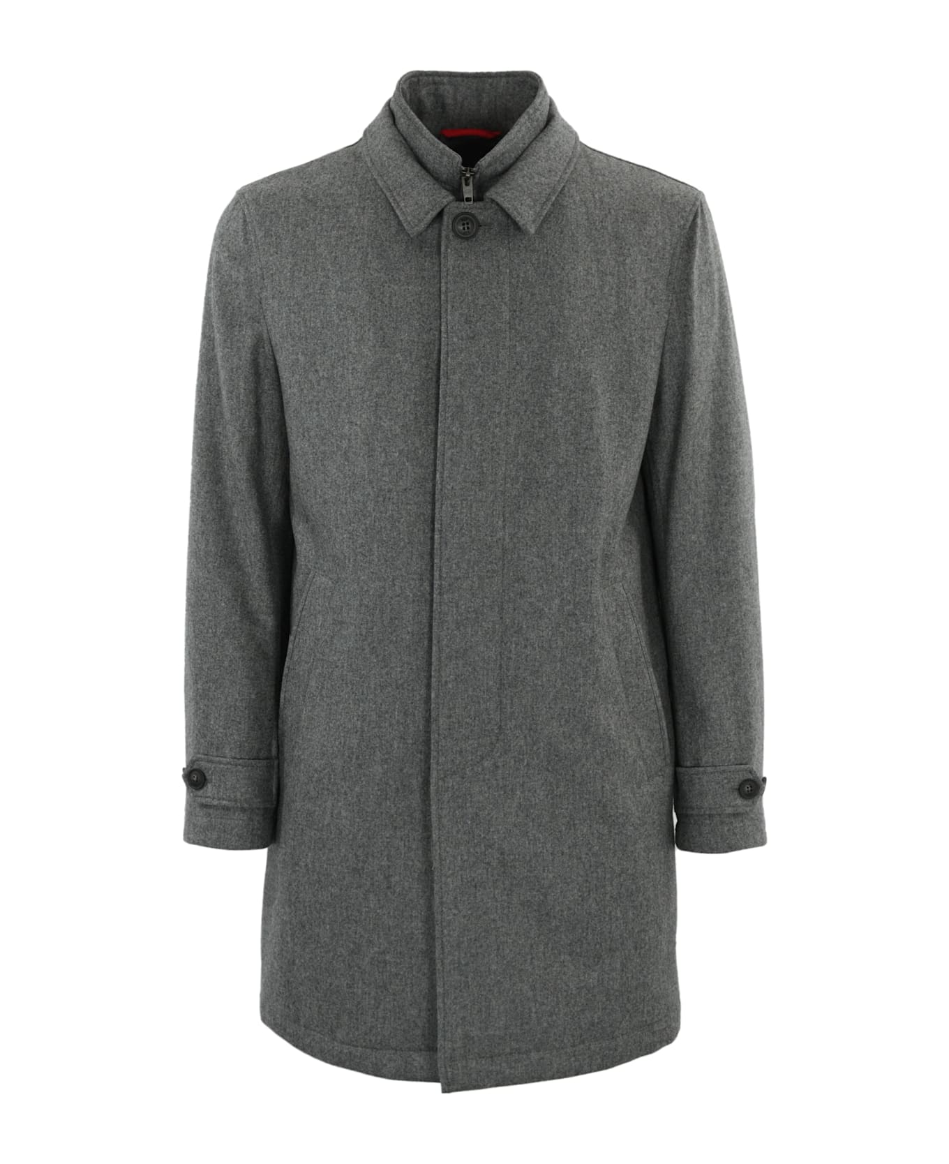 Fay Morning Coat In Wool Flannel - Grigio