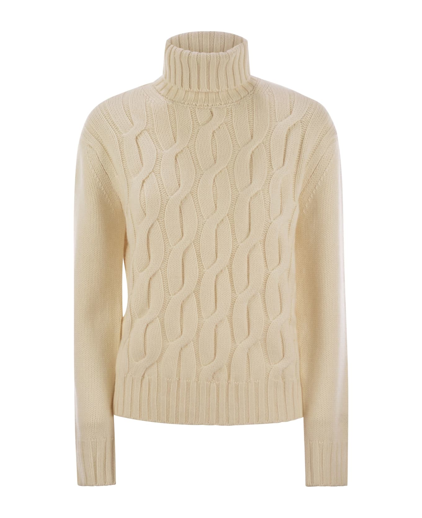 MC2 Saint Barth Giverny - Cable-knit Turtleneck Jumper - White