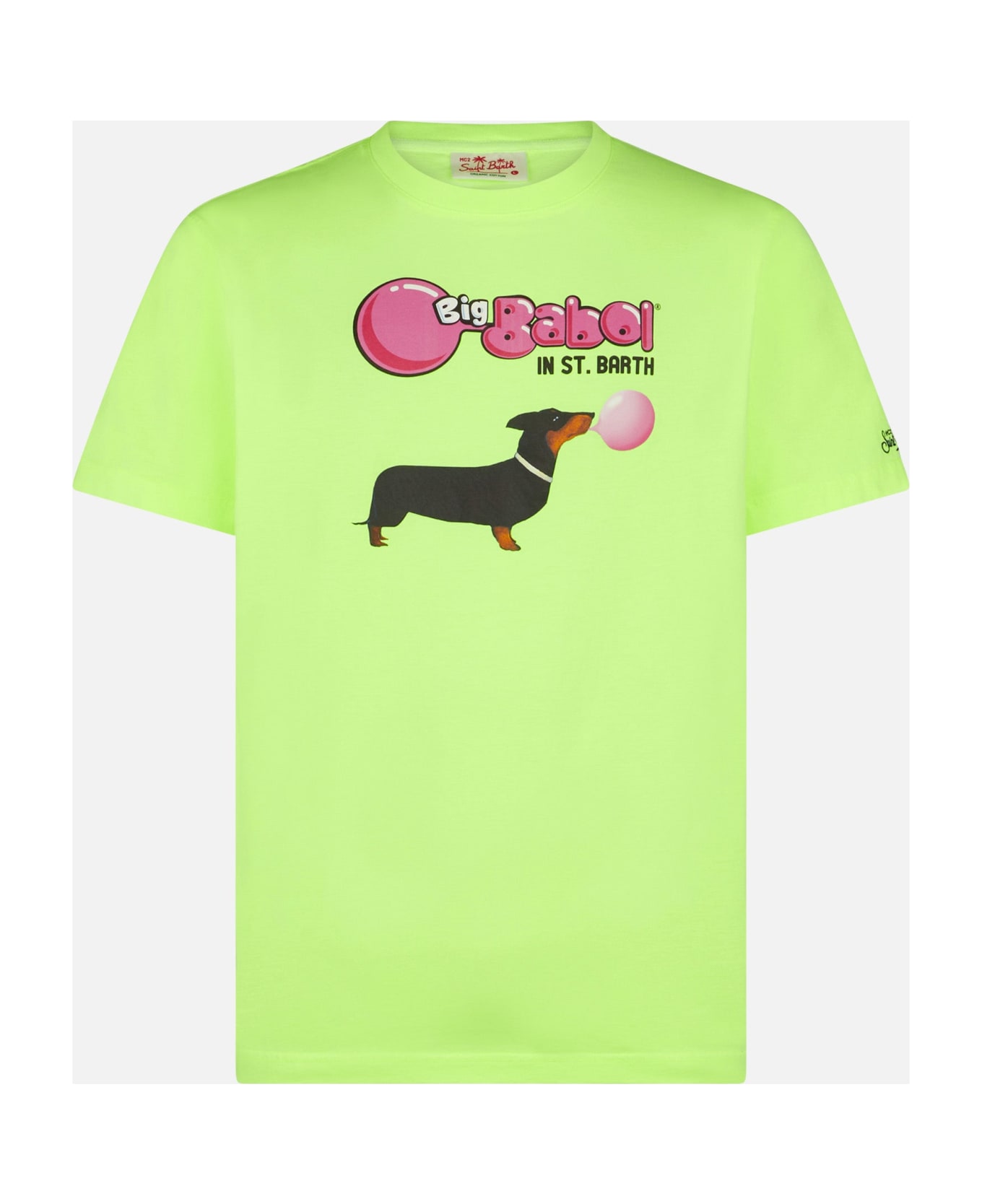 MC2 Saint Barth Man Cotton T-shirt With Dachshund And Big Babol Print | Big Babol® Special Edition - YELLOW