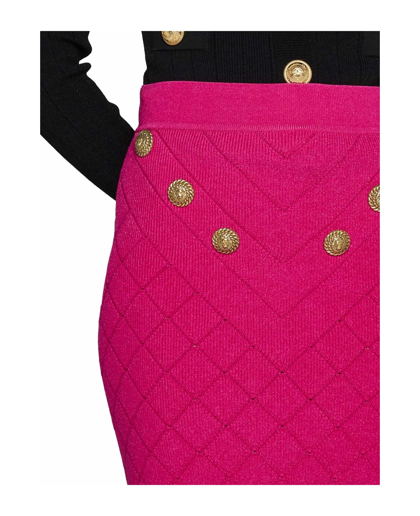 Balmain 6-button Knit Skirt - Pink