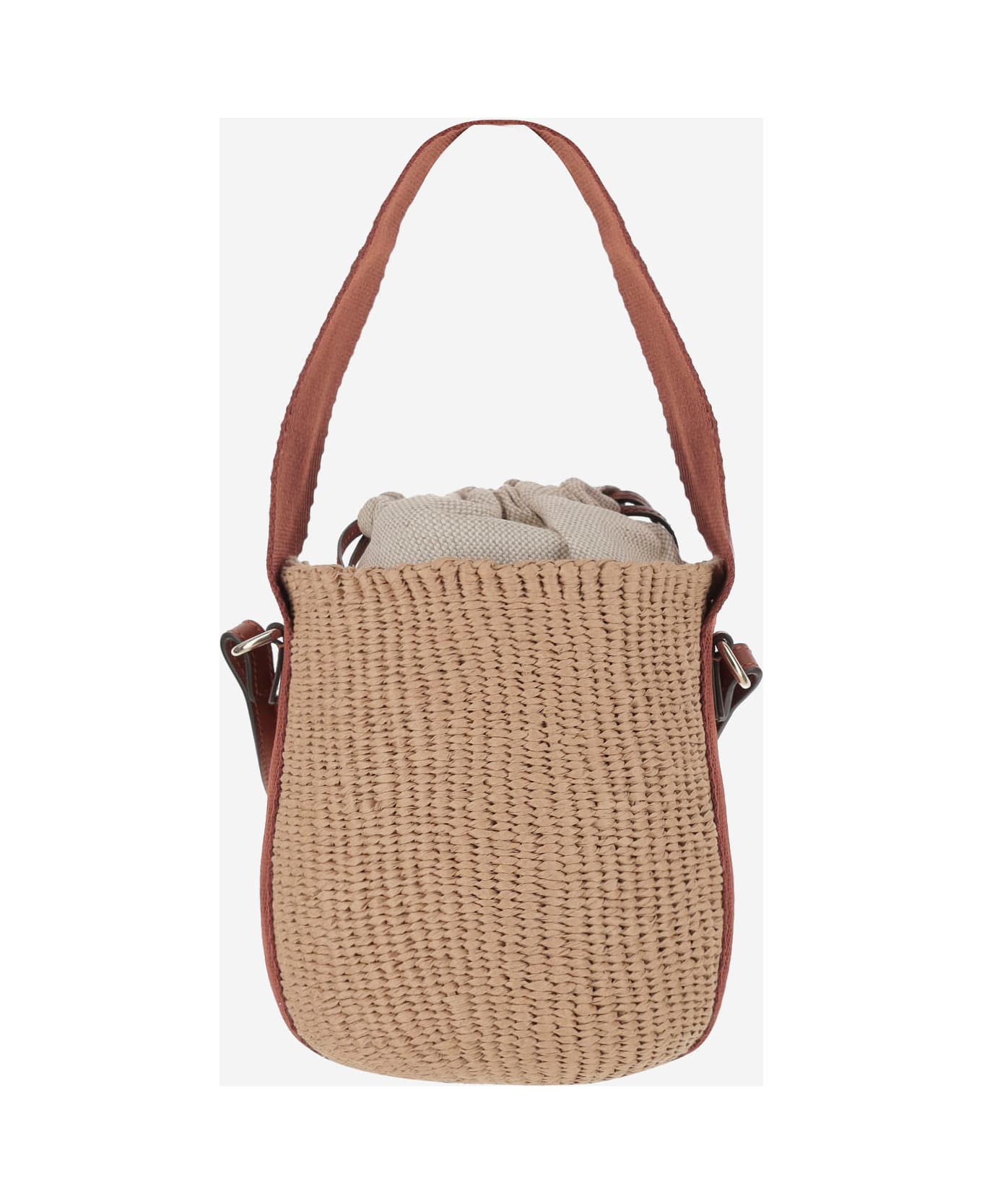 Chloé Small Horse Medal Bag Made Of Natural Fibers - Sepia Brown