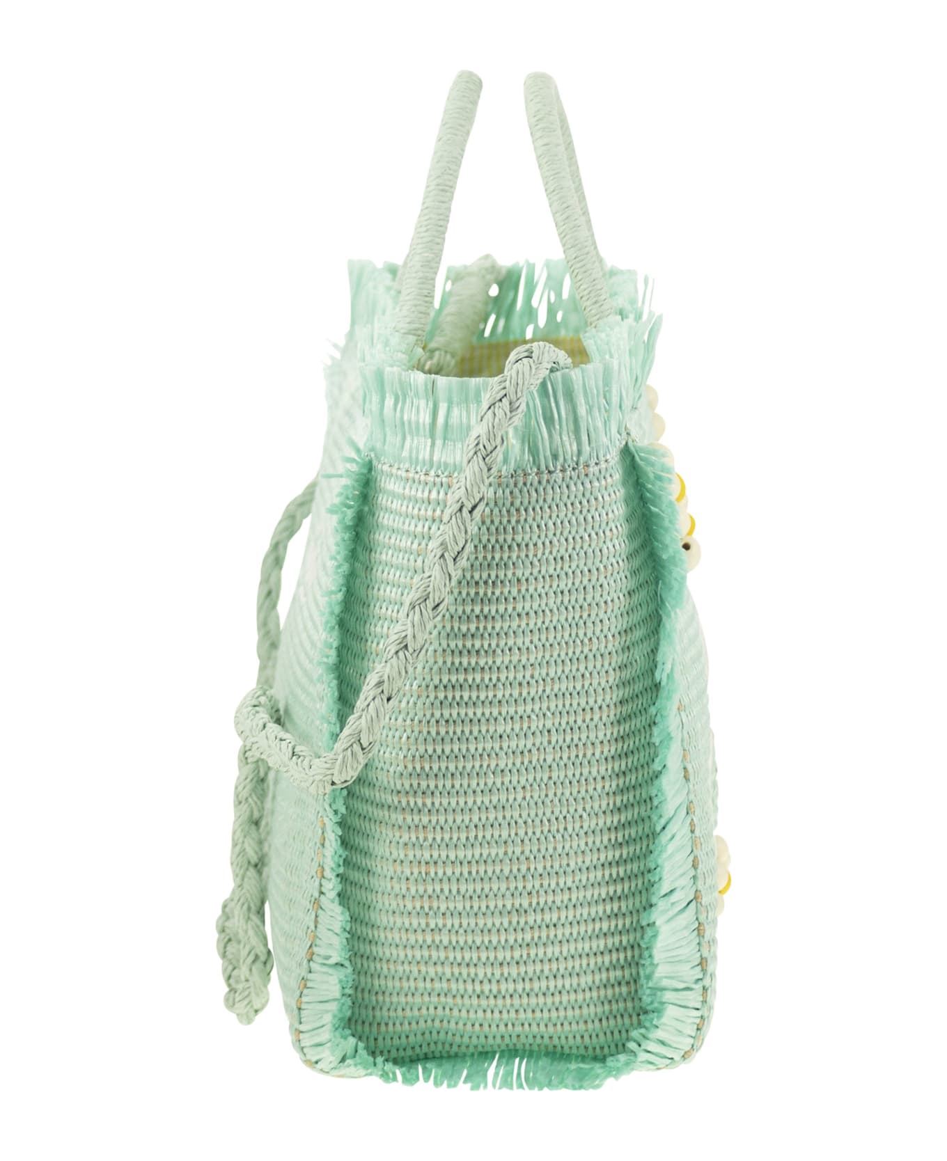MC2 Saint Barth Colette - Straw-effect Bag With Embroidered Logo - Water Green