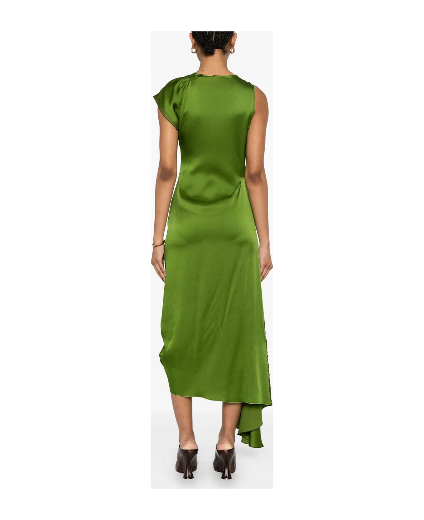 Victoria Beckham Draped Pleat Midi Dress - Algae