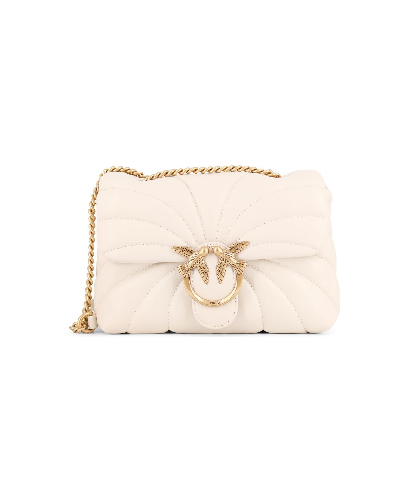 Pinko Love Puff Chain Linked Mini Crossbody Bag - White