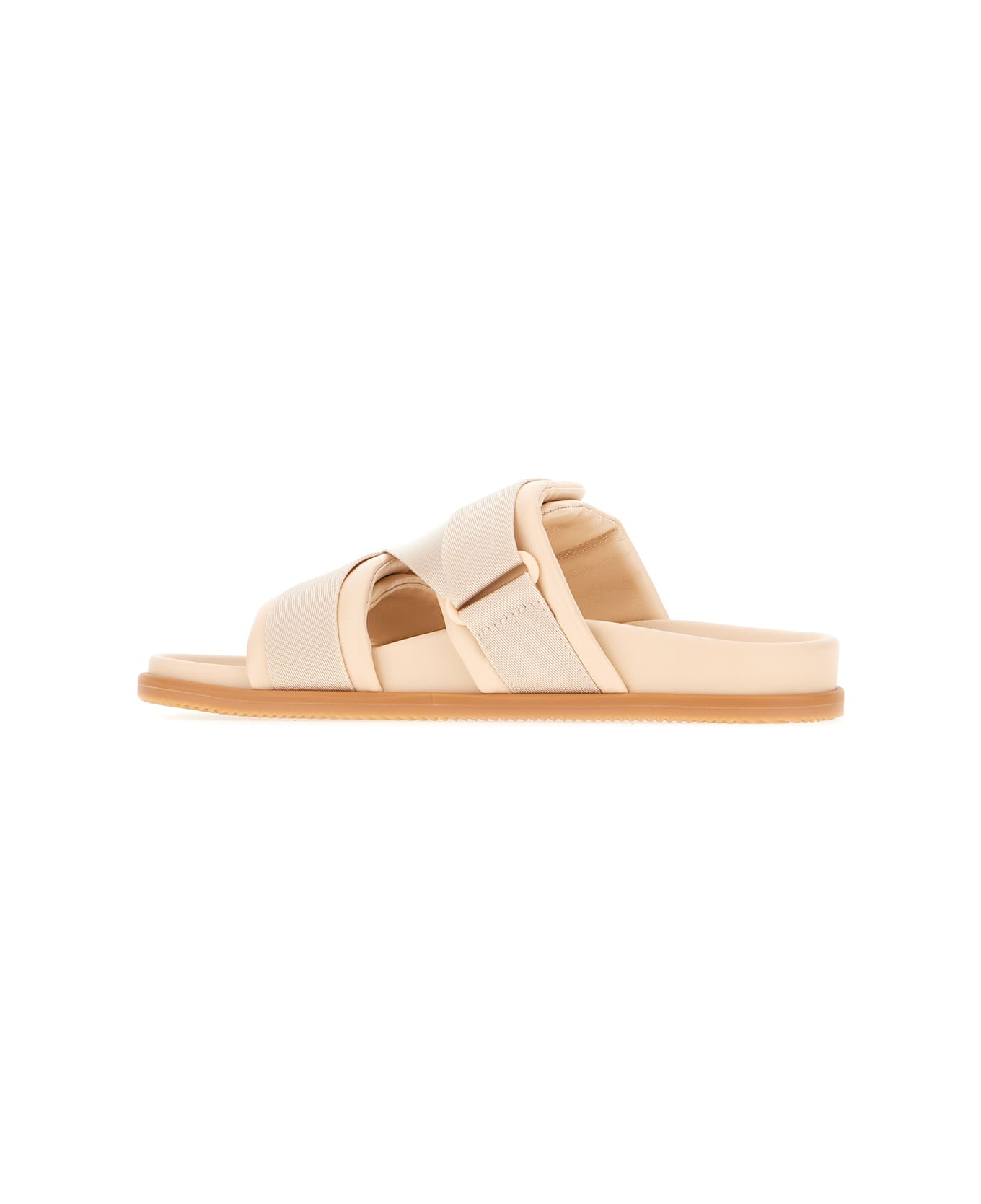 Moncler Pink Leather And Fabric Sandals - Pink
