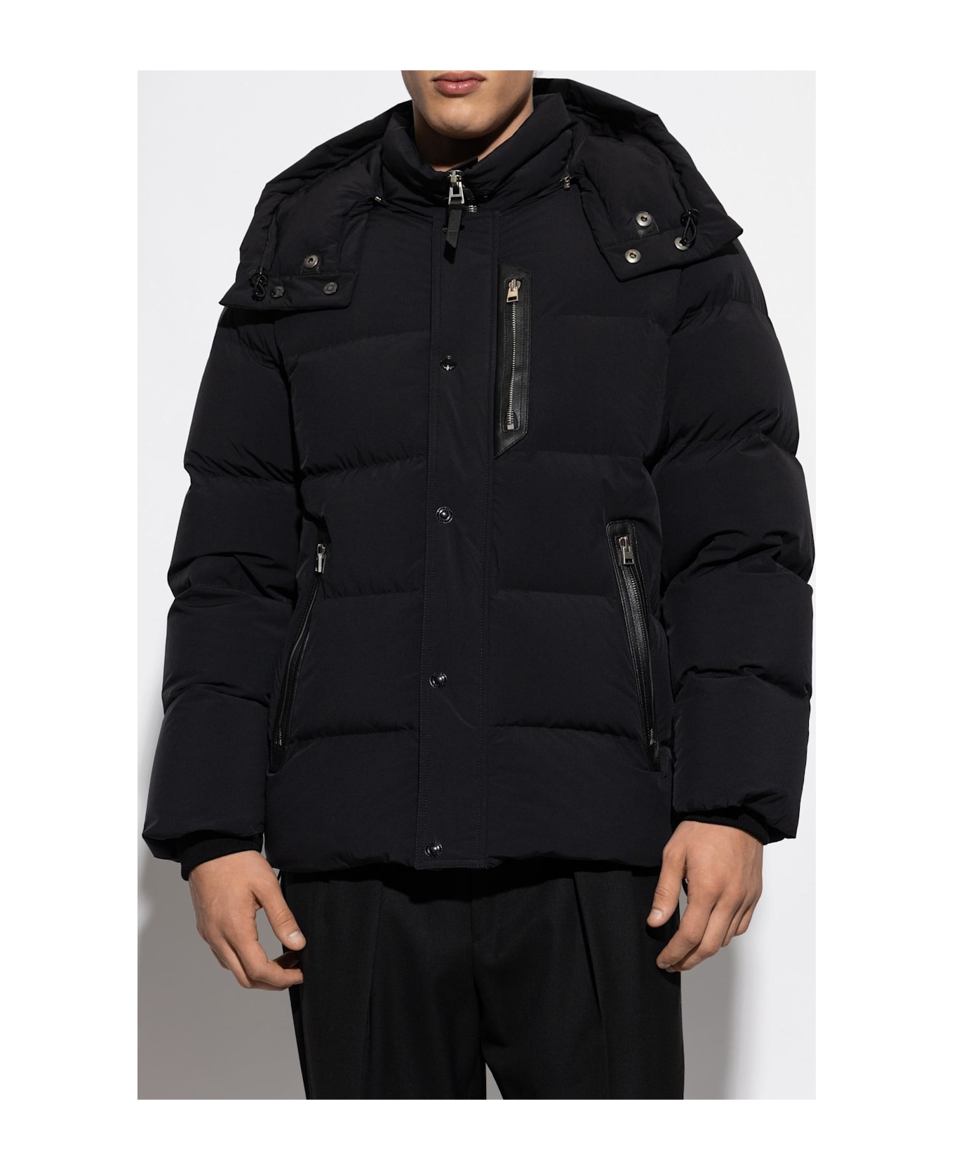 Tom Ford Down Jacket With Detachable Hood - BLACK