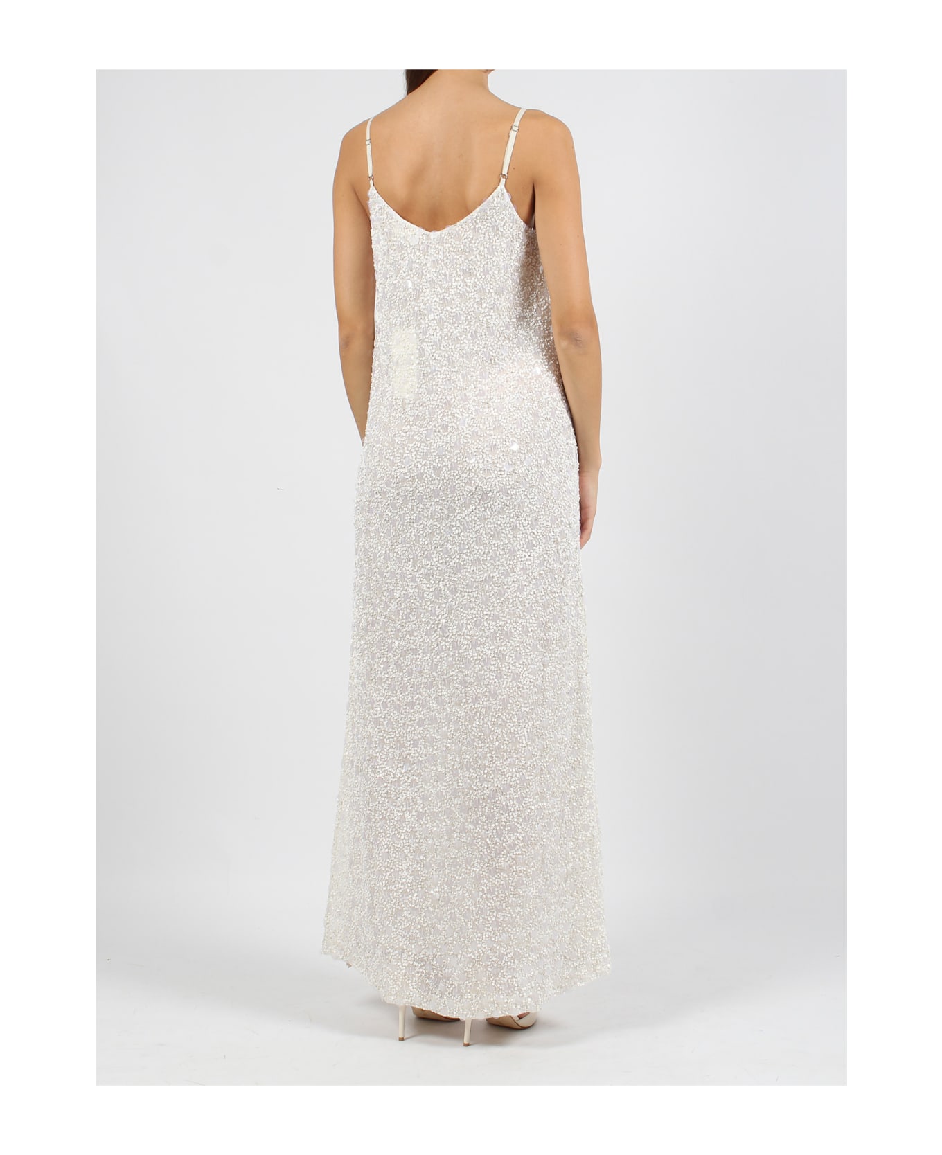 Parosh Sequins Long Dress - White