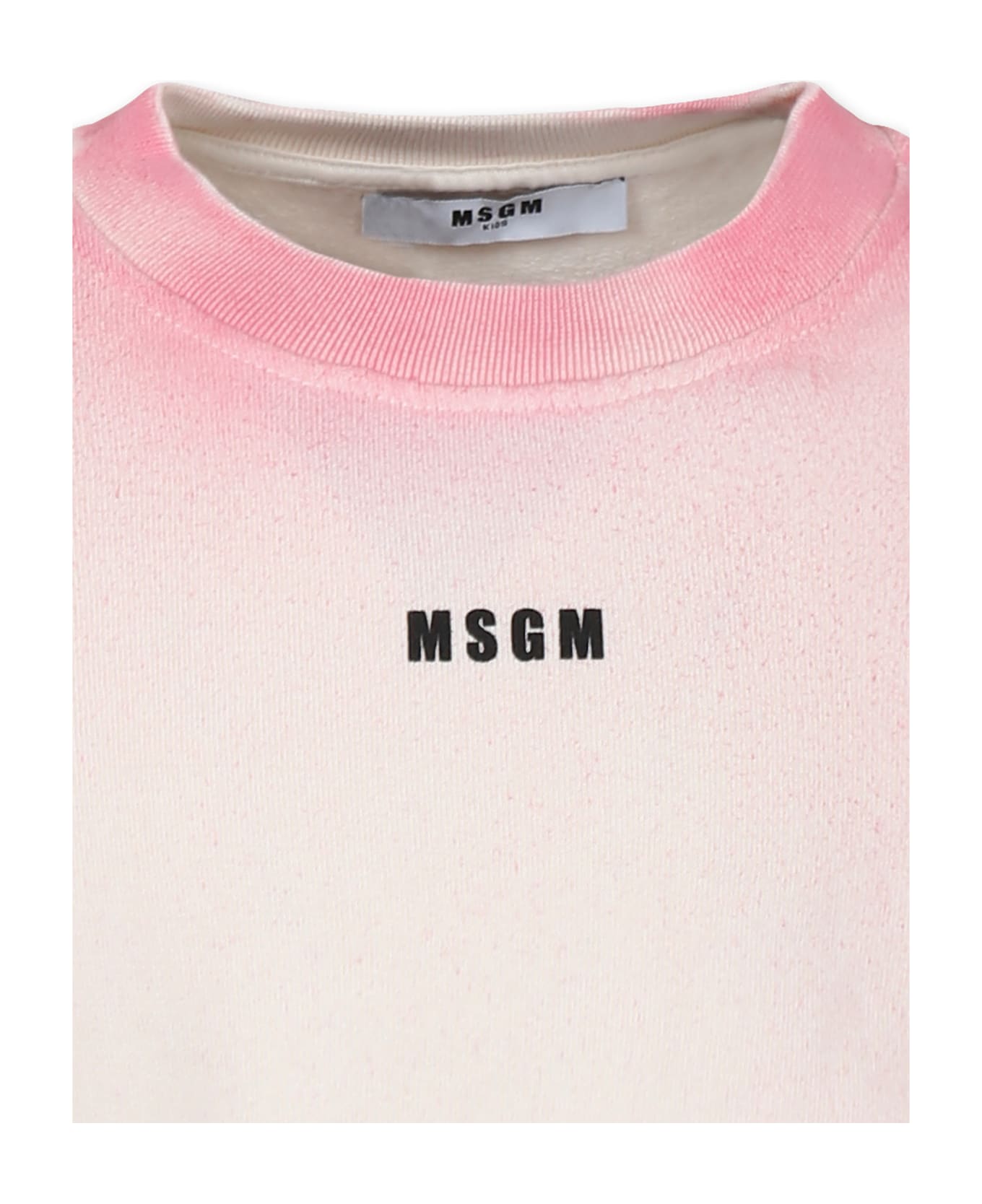 MSGM Green Crop Sweatshirt For Girl With Logo - Green