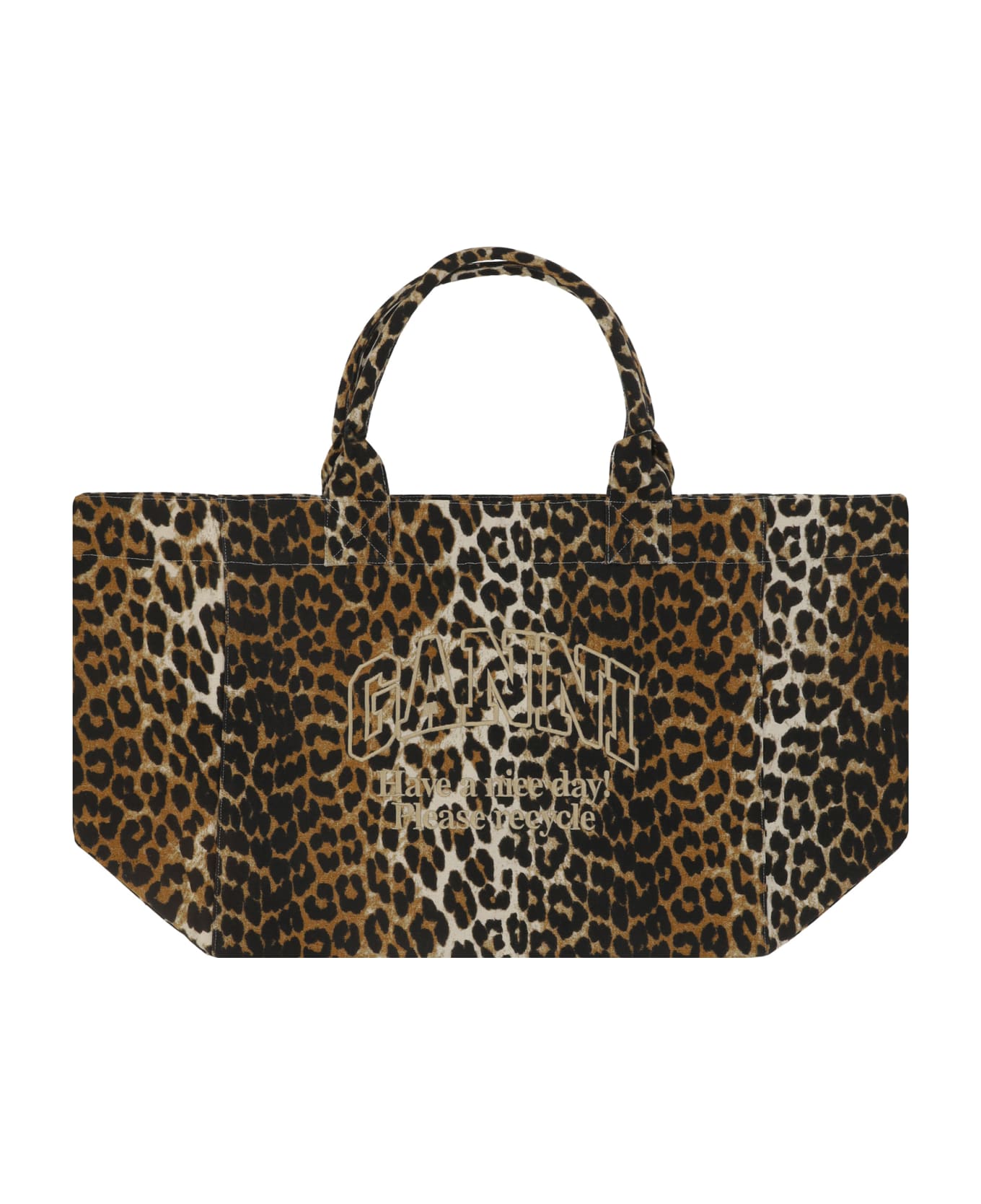 Ganni Shopper Xxl Handbag - Leopard
