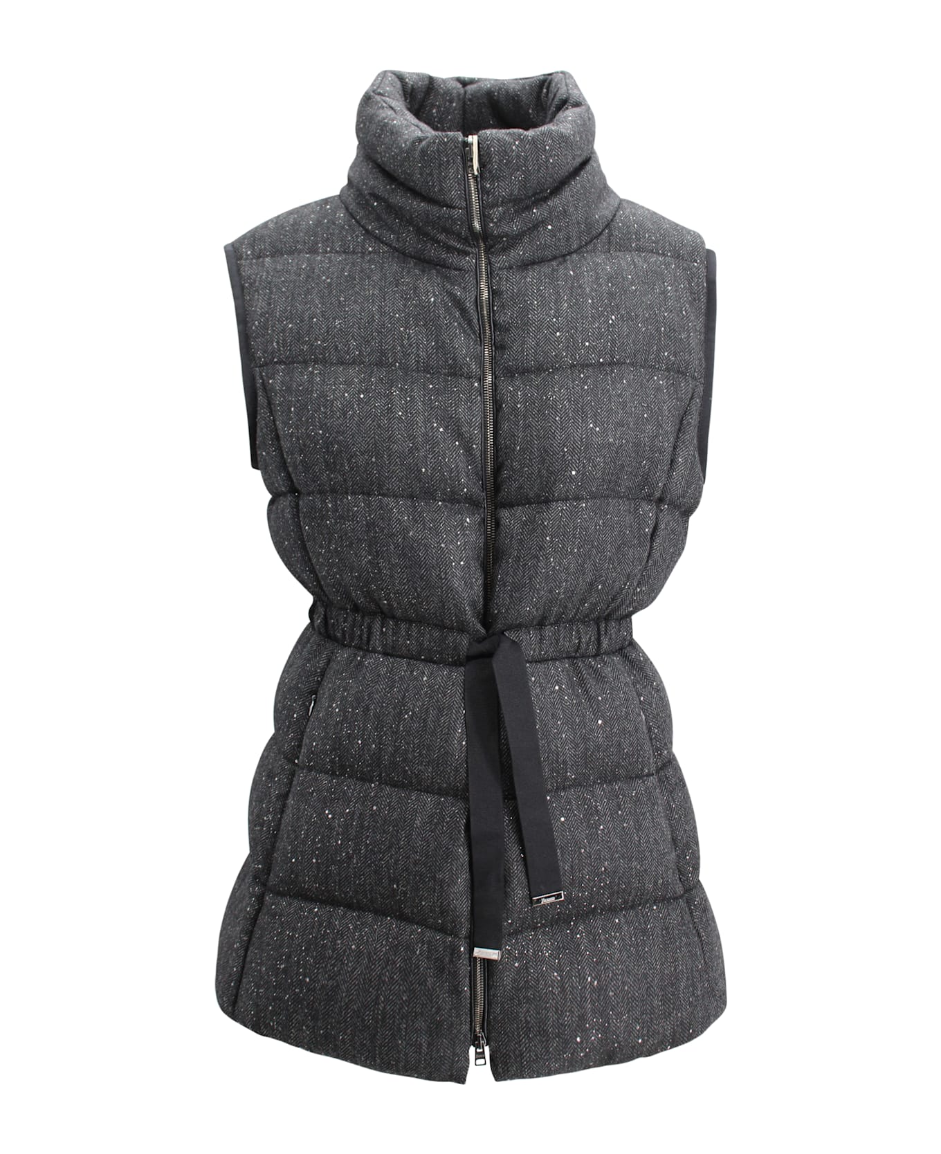 Herno Padded Waistcoat With Sequins - Black