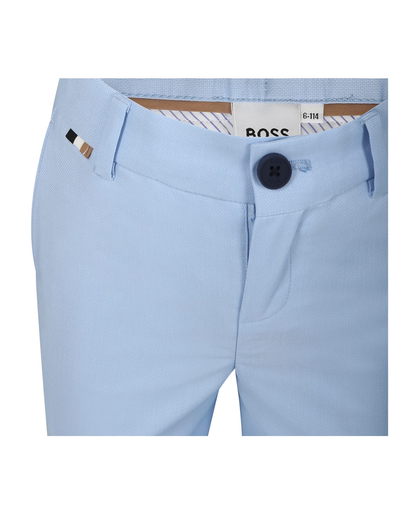 Hugo Boss Elegant Sky Blue Trousers For Boy - Light Blue ボトムス