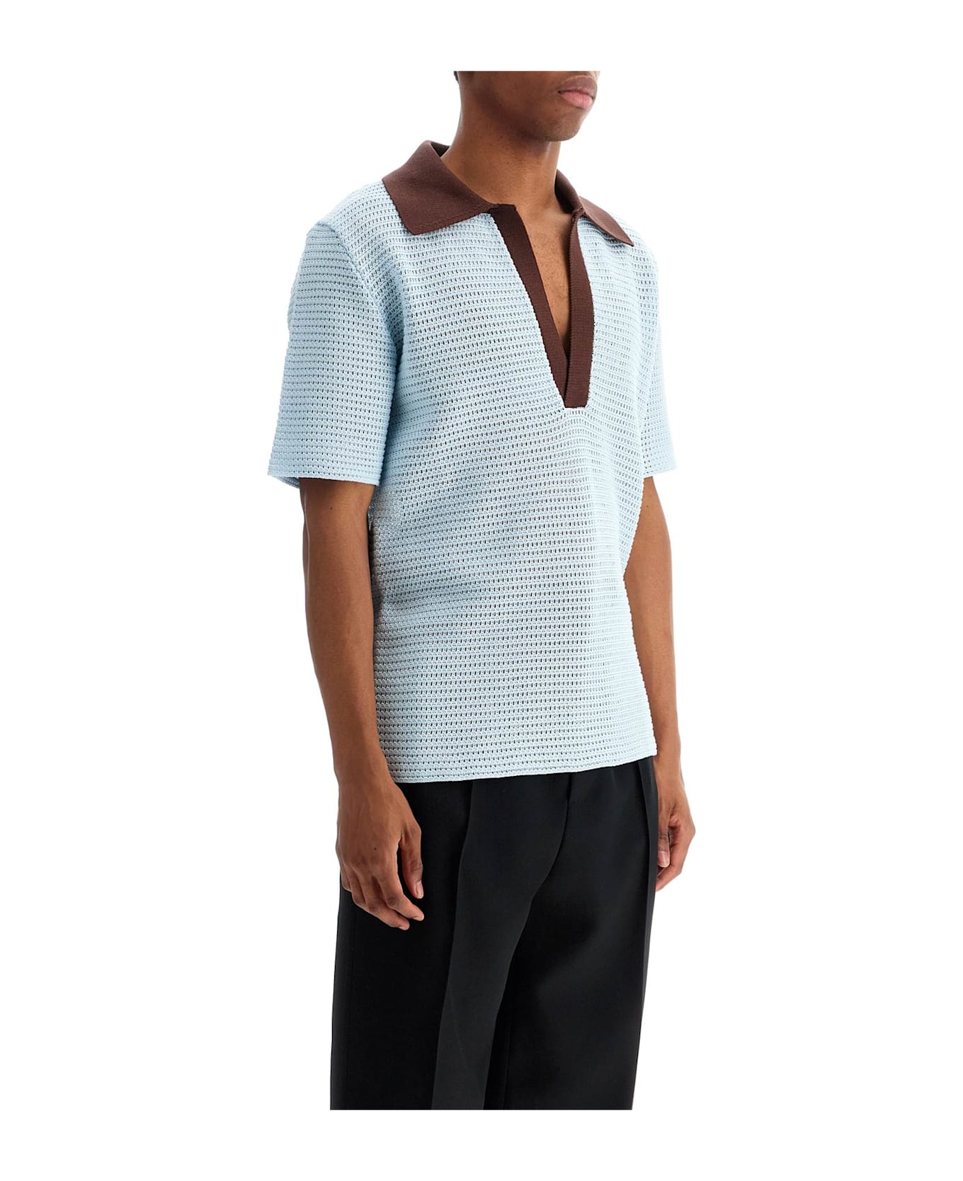 Jil Sander Short-sleeved Polo Shirt In Perfor - Powder Blue