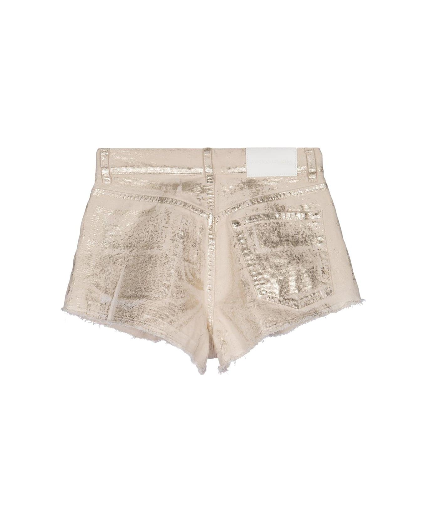 Pinko Frayed Hem Shorts - Stucco/light gold
