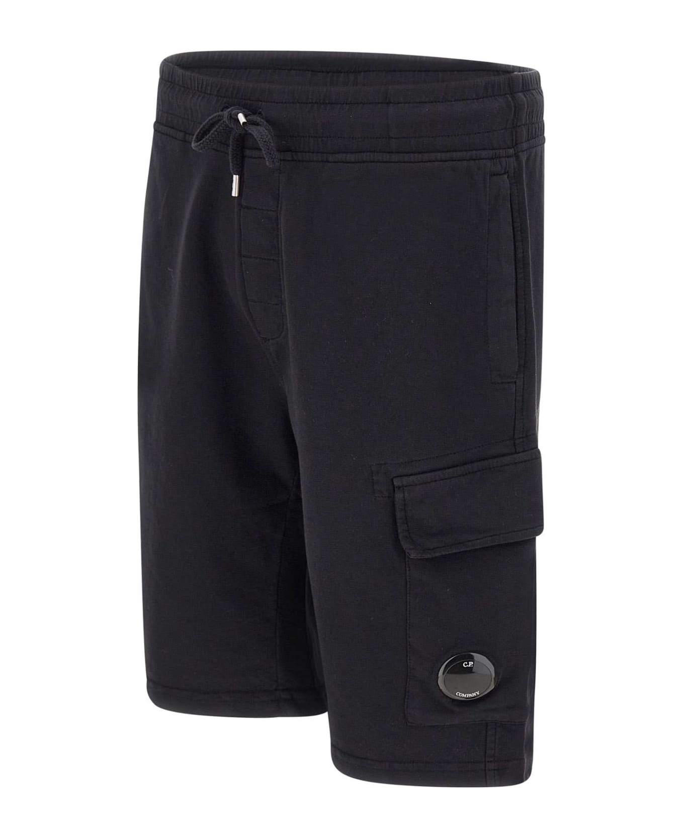 C.P. Company "light Fleece" Cotton Shorts - BLACK