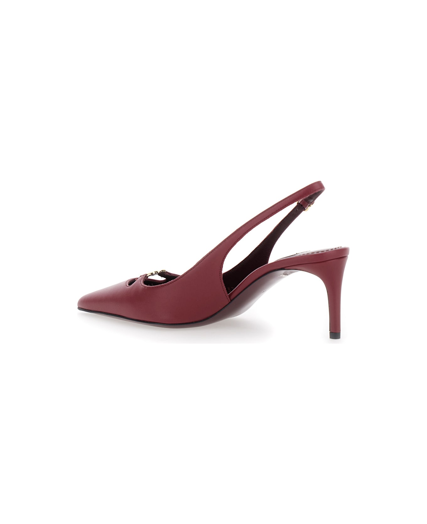 Dolce 
Gabbana Bordeaux Slingback Pumps With Medium Stiletto Heel And Logo Plaque On The Front In Patent Leather Woman - Bordeaux