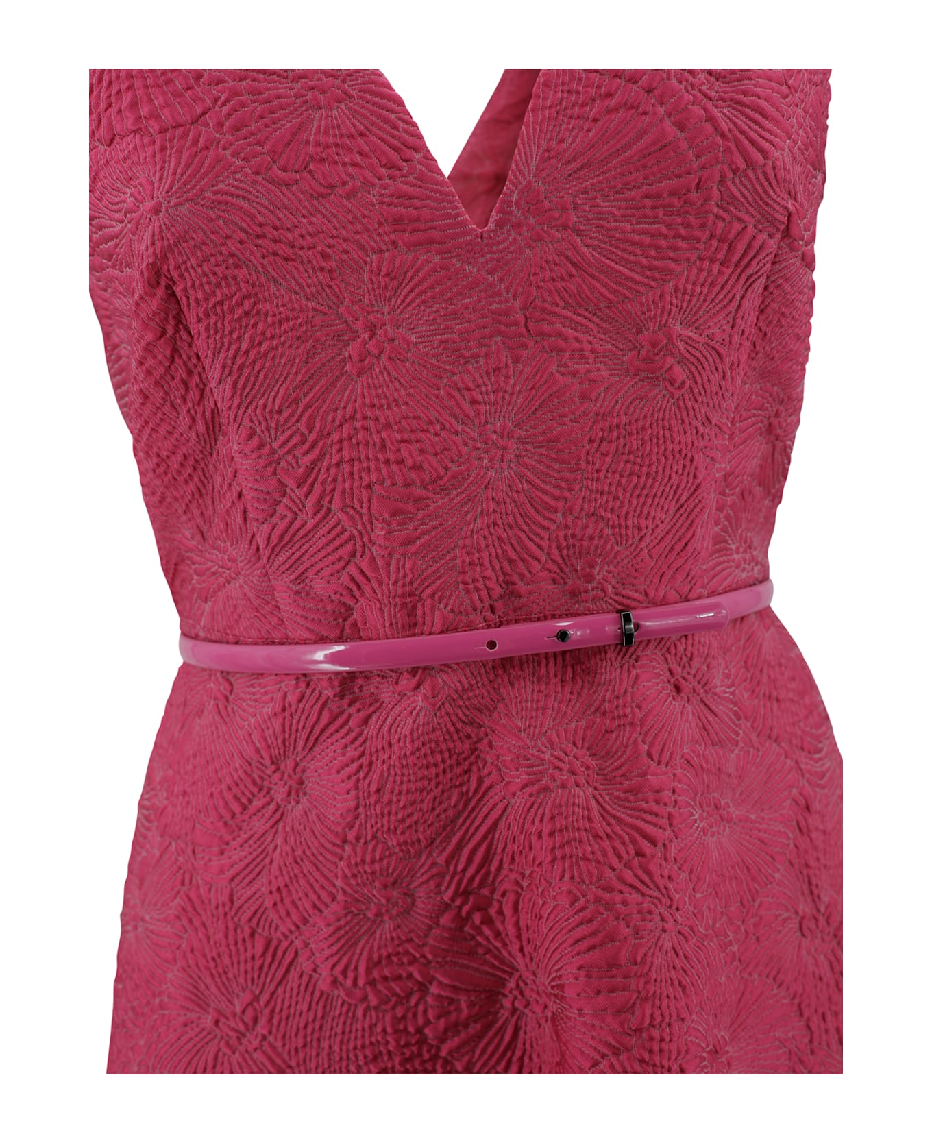 Max Mara Studio Cloqué Flared Dress - Fuchsia