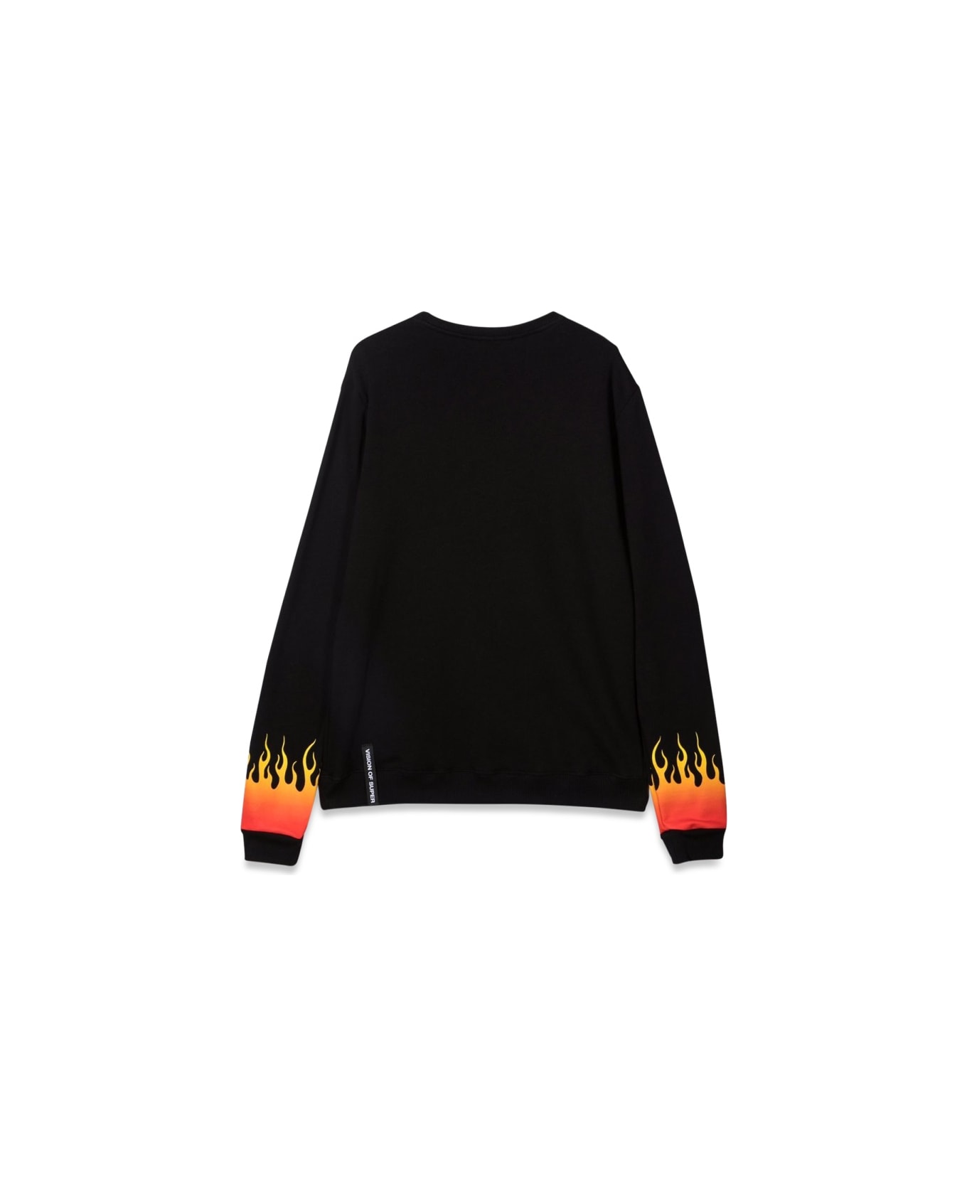 Vision of Super Black Crewneck With Red Shaded Flames - BLACK