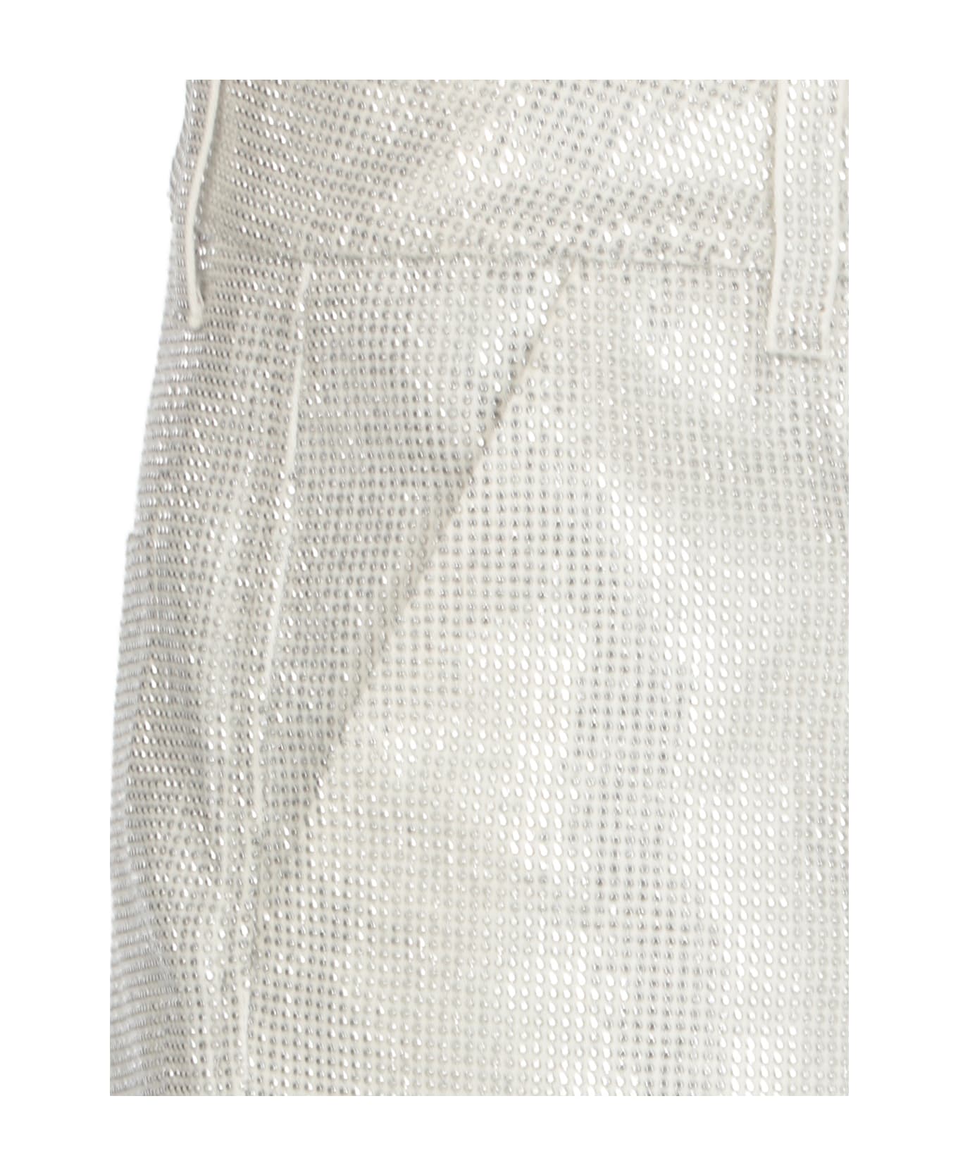 Ermanno Scervino Cotton Bermuda Shorts With Strass - Silver ショートパンツ