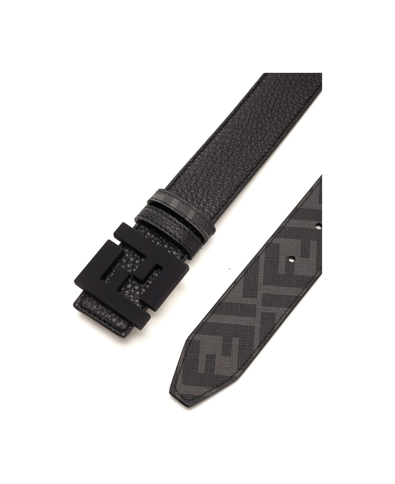 Fendi Black Leather Reversible Belt - Black