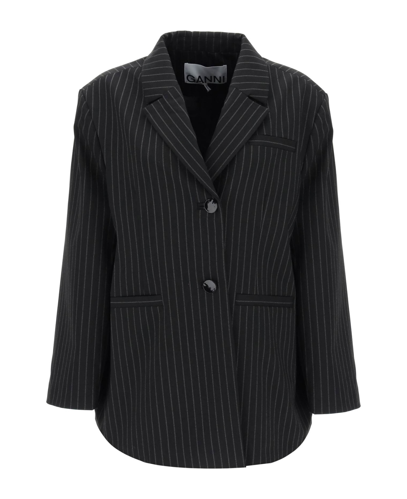 Ganni Blazer In Black Polyester - BLACK (Black)