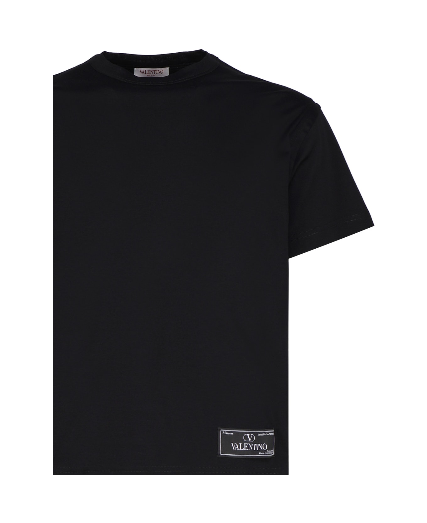 Valentino Garavani Cotton T-shirt With Maison Valentino Sartorial Label - Black