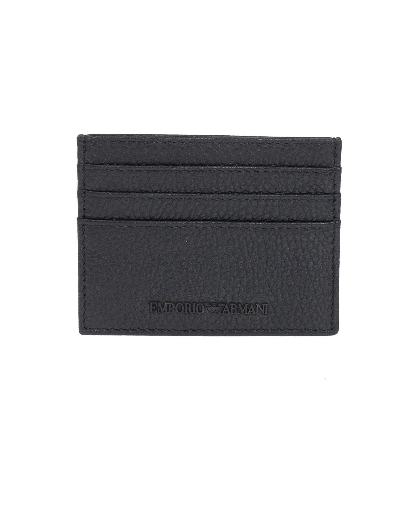 Emporio Armani Logo Embossed Cardholder And Keyring - Black