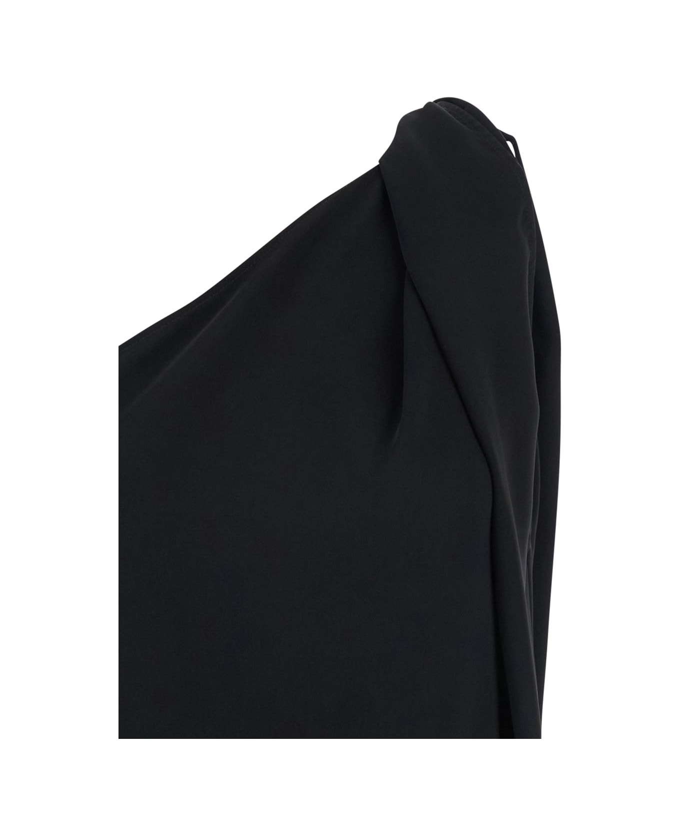 Parosh Black One-shoulder Dress With Neckline In Tech Fabric Woman - Black