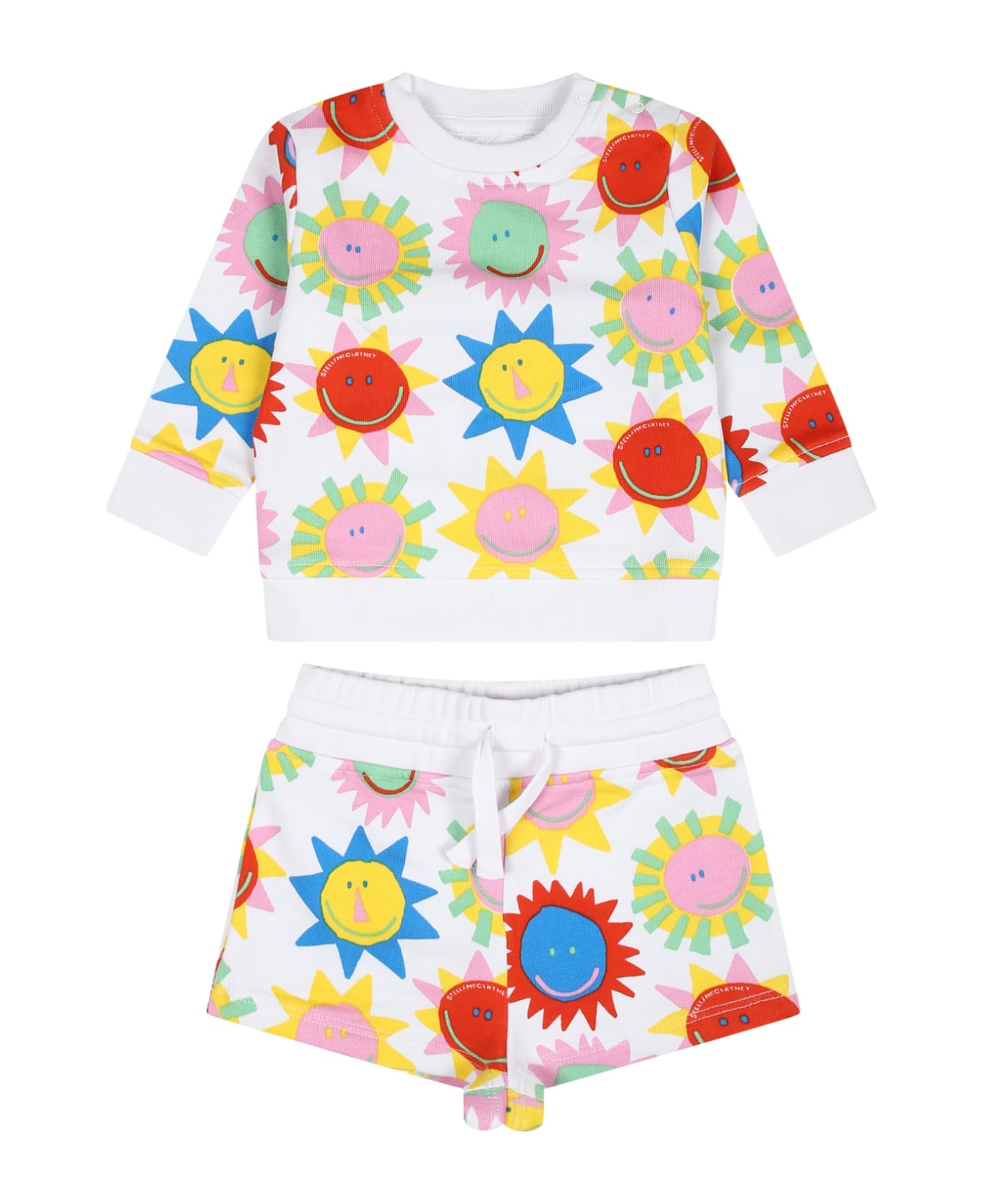 Stella McCartney Kids White Set For Baby Girl With Sun - White