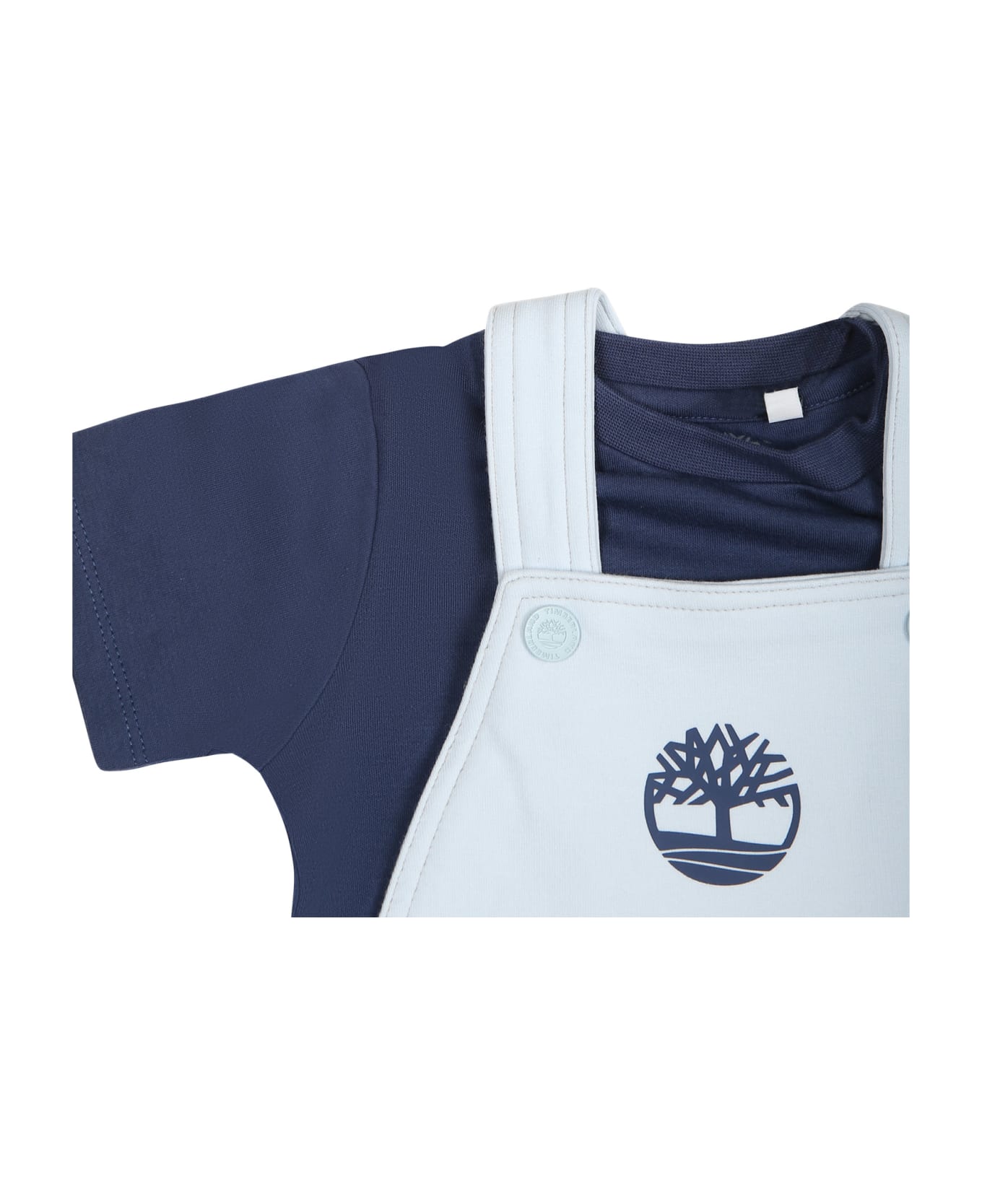 Timberland Blue Dungarees For Baby Boy With Logo - Blue