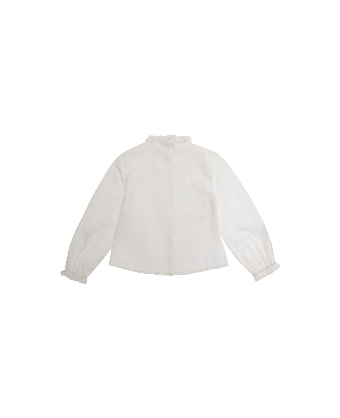 Emporio Armani White Crewneck Shirt In Cotton Girl - Riga Bco/Azz.