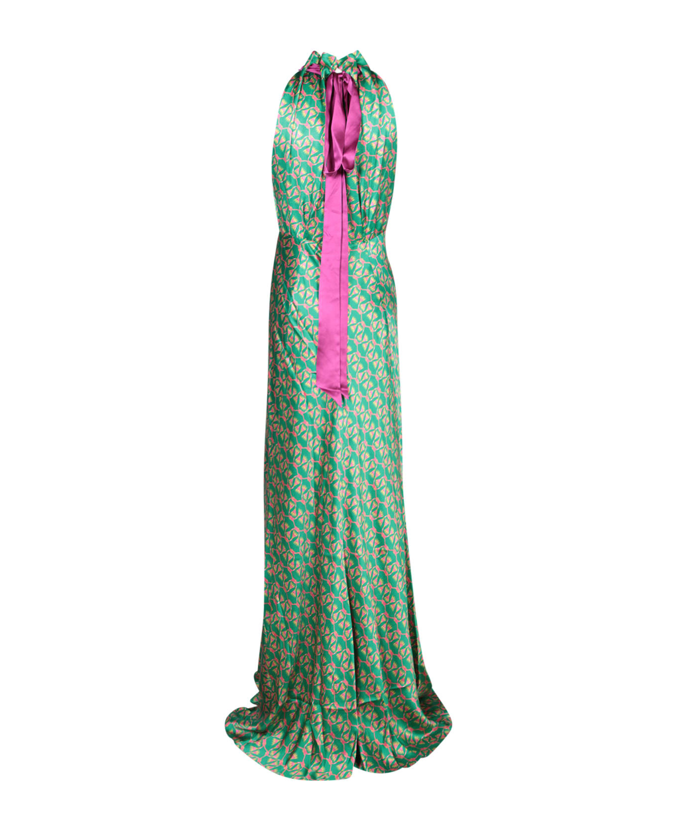 Saloni Emerald Green Halter Long Dress - Green ワンピース＆ドレス