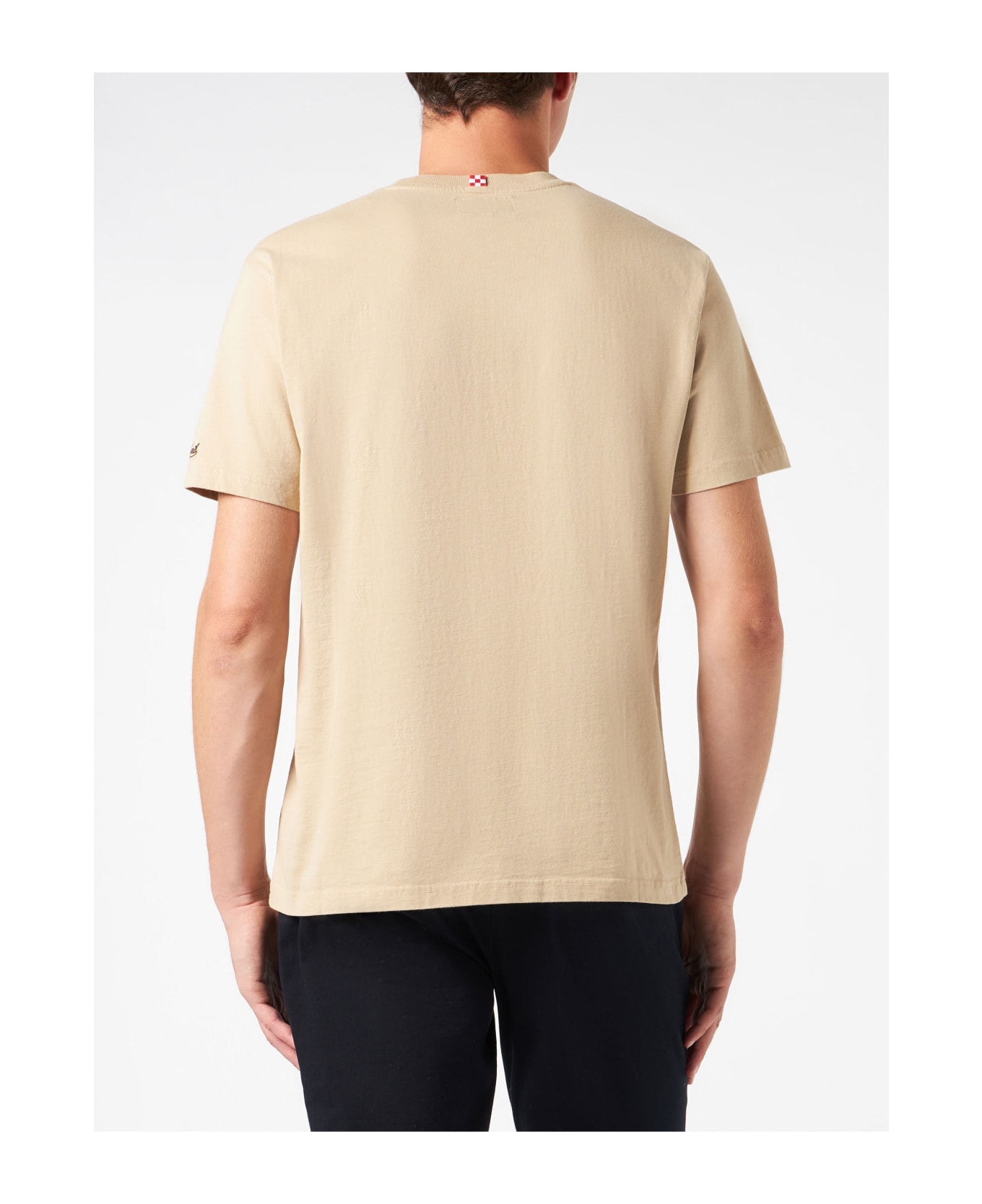 MC2 Saint Barth Man Heavy Cotton T-shirt With Latin Rover Print - BROWN