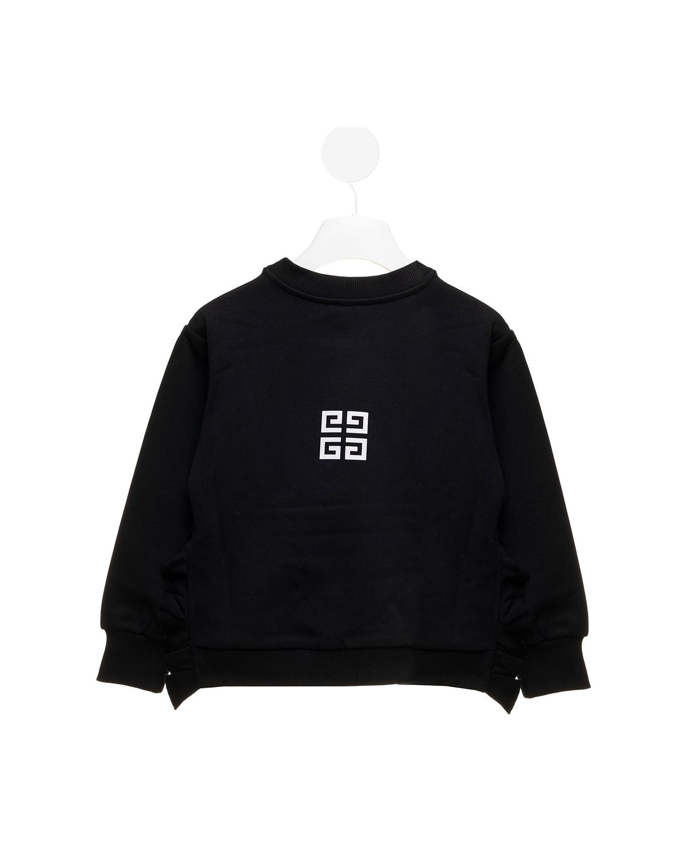 Givenchy Black Jersey Sweatshirt With Logo And Ruffles Detail Givenchy Kids Girl - Black