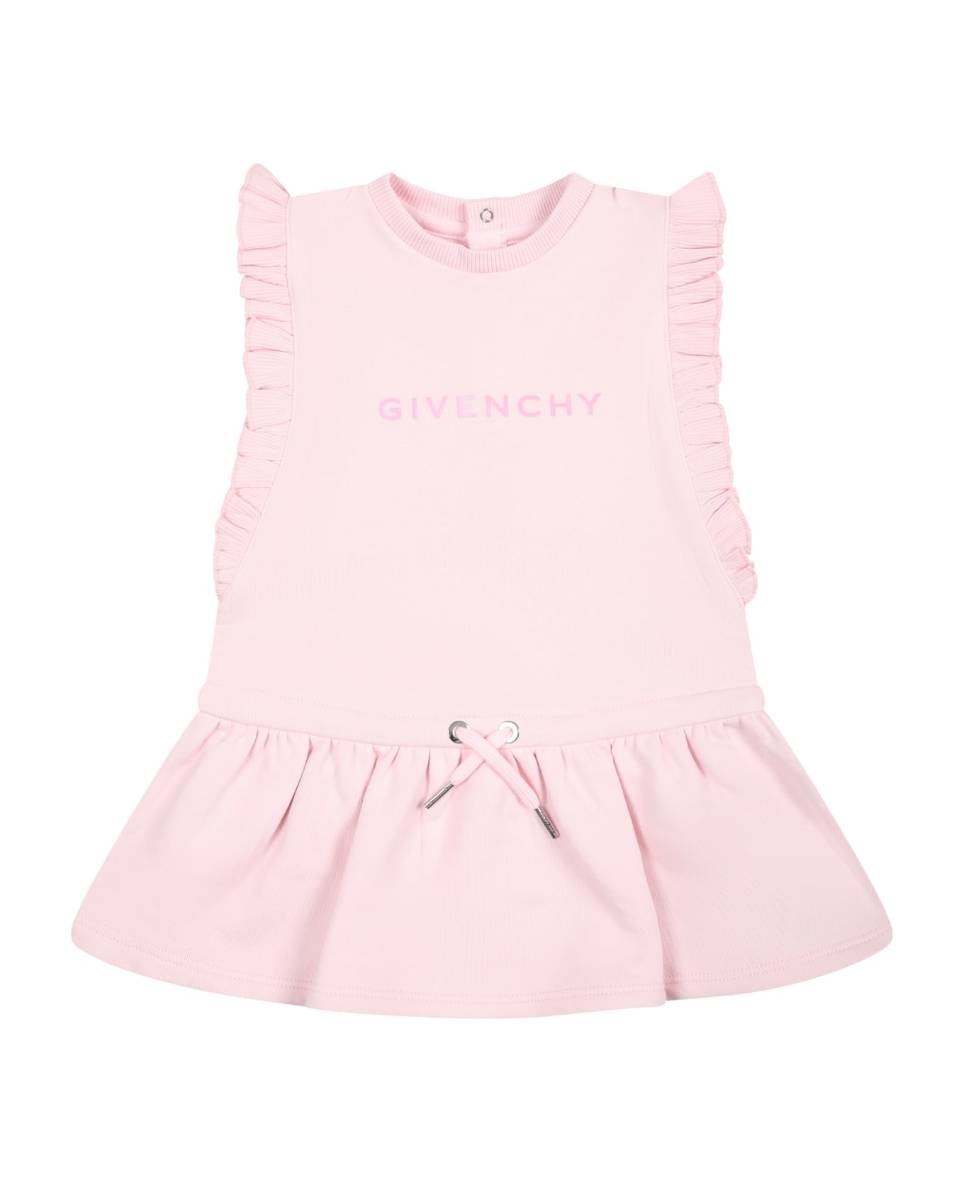 Givenchy Pink Dress For Baby Girl With Logo - Pink ウェア