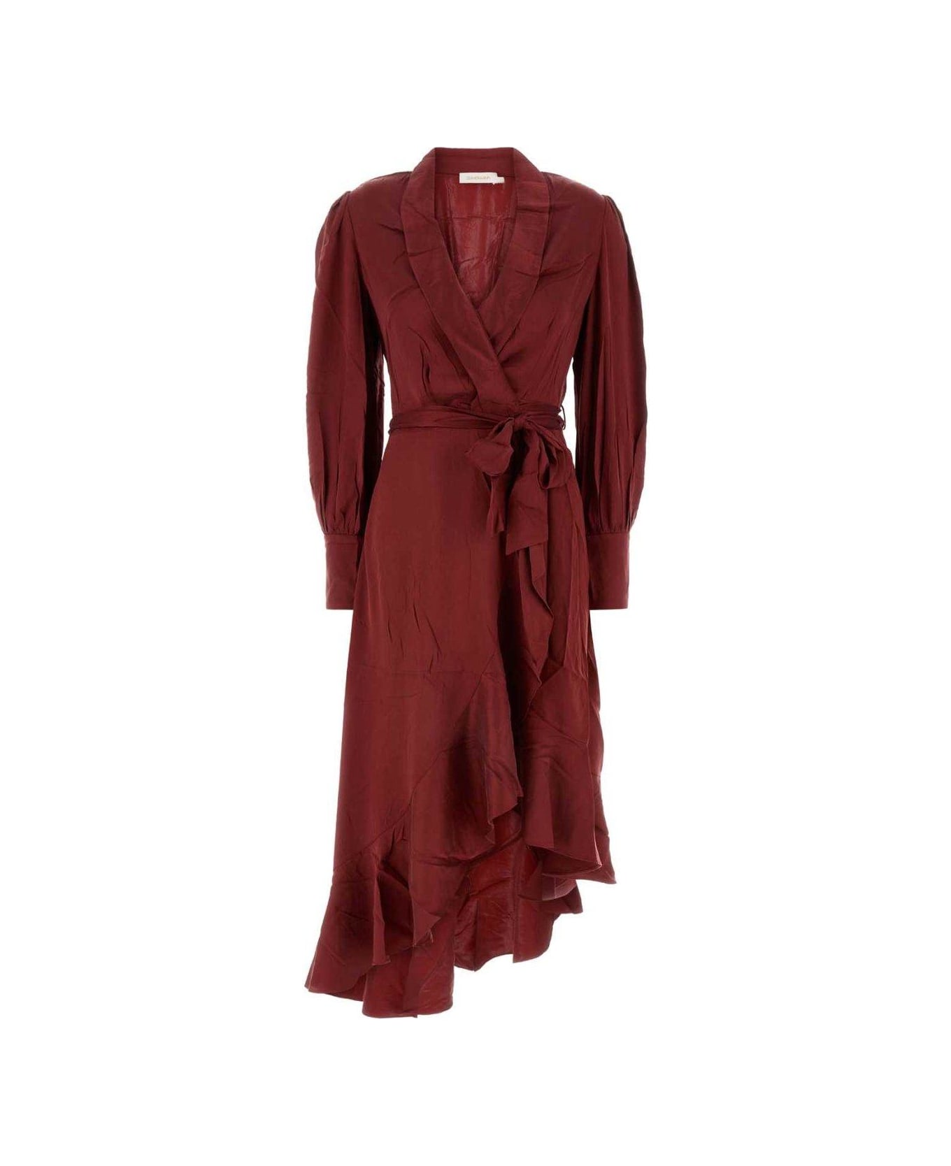 Zimmermann Burgundy Silk Dress - BURGUNDY ワンピース＆ドレス