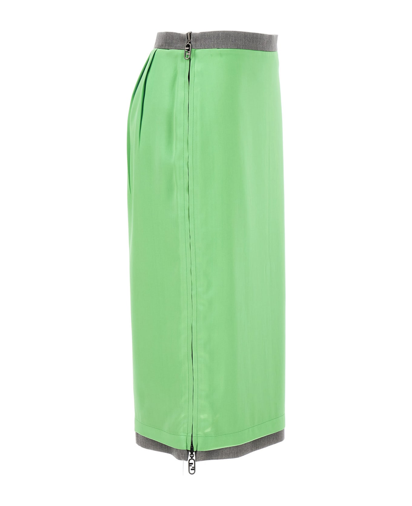 Fendi Satin And Gabardine Skirt - Green