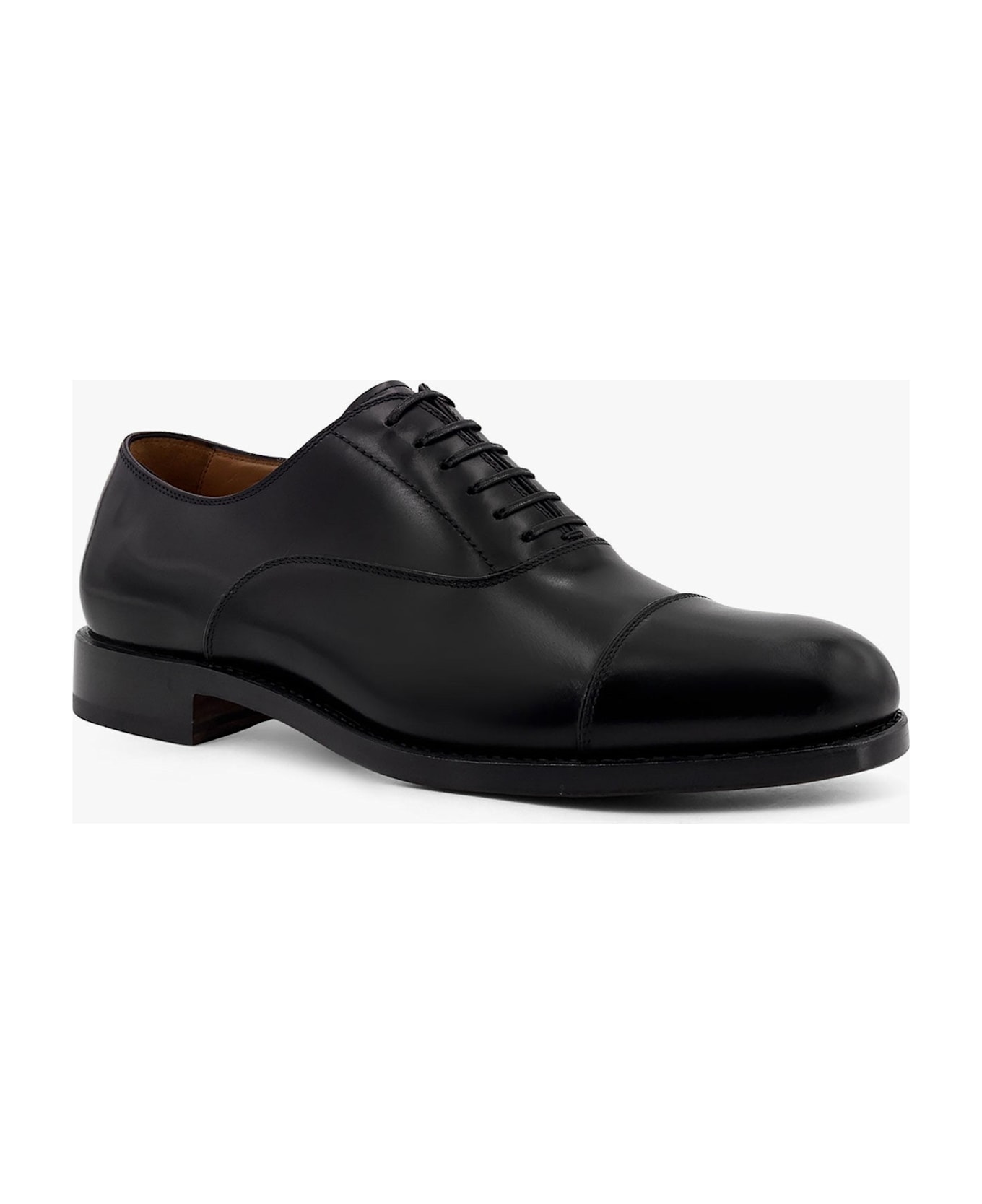 Ferragamo Fabian Leather Lace-up Shoe - Black