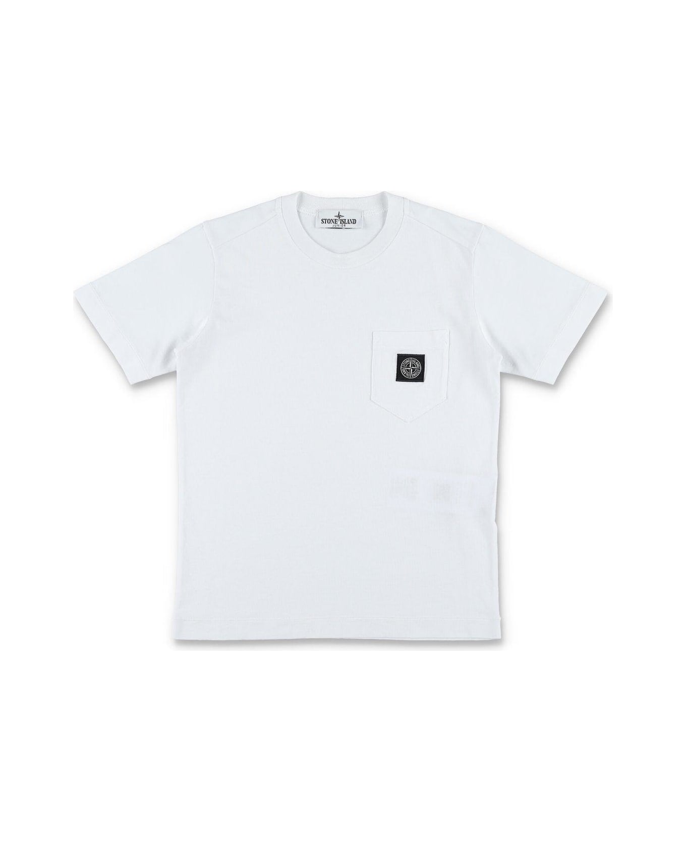 Stone Island Junior Logo Patch Crewneck T-shirt - White