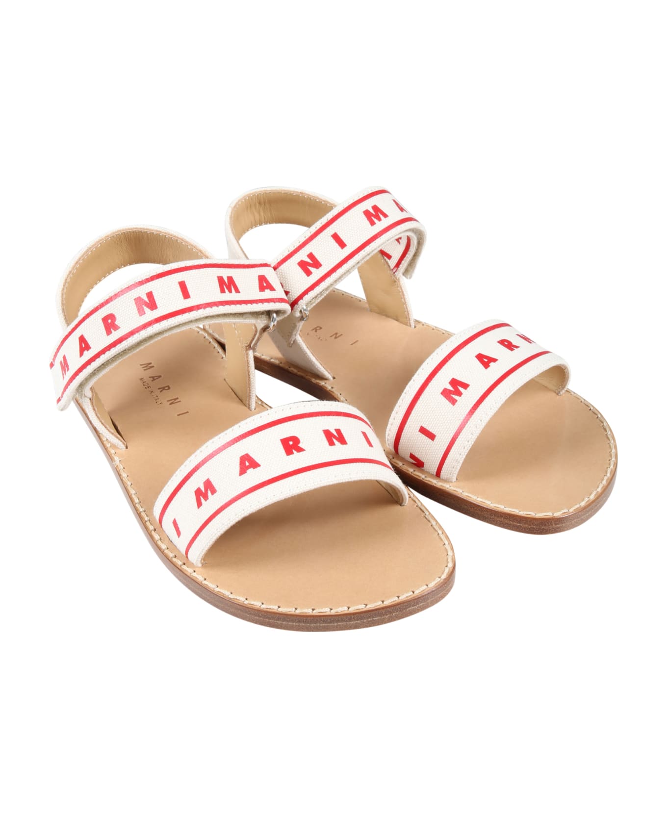 Marni Multicolor Sandals For Girl With Red Logo - Multicolor シューズ