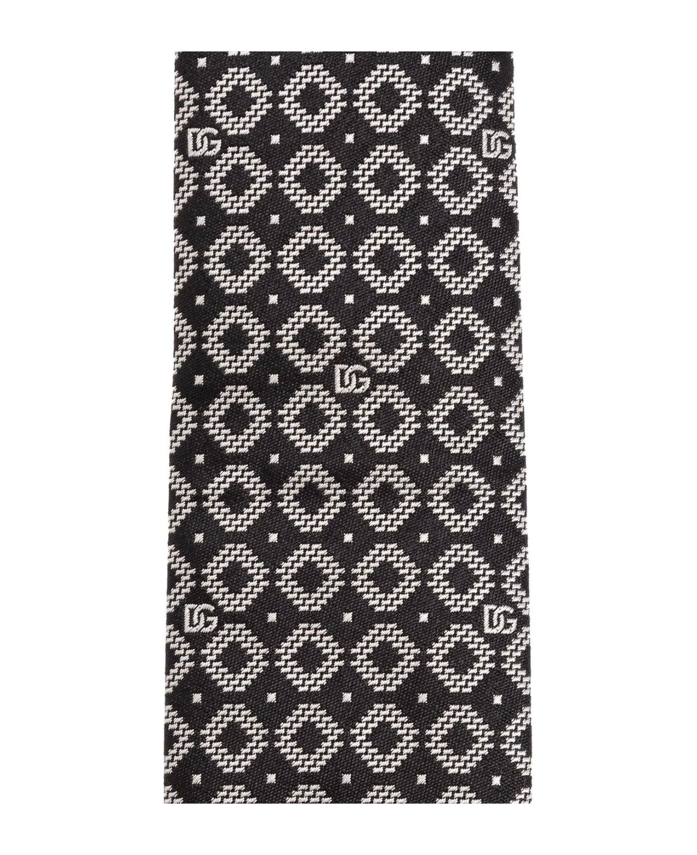 Dolce & Gabbana Dg Logo Jacquard Tie - Nero bianco ネクタイ