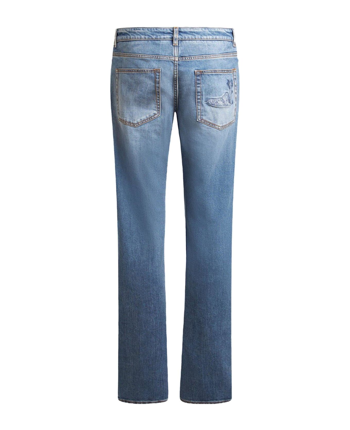 Etro Embroidered Straight Leg Jeans - Denim