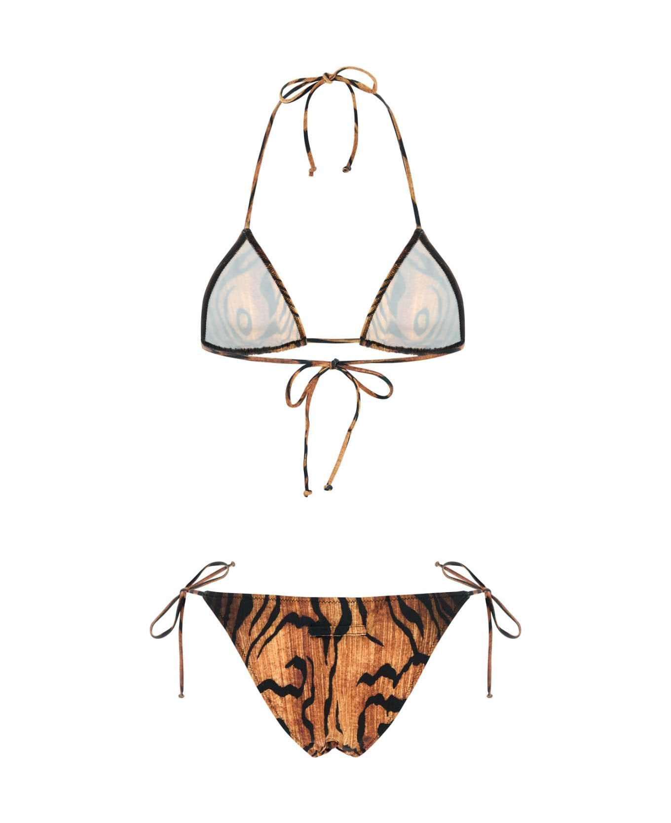 Jean Paul Gaultier Printed Stretch Nylon Bikini - BLACKBROWN