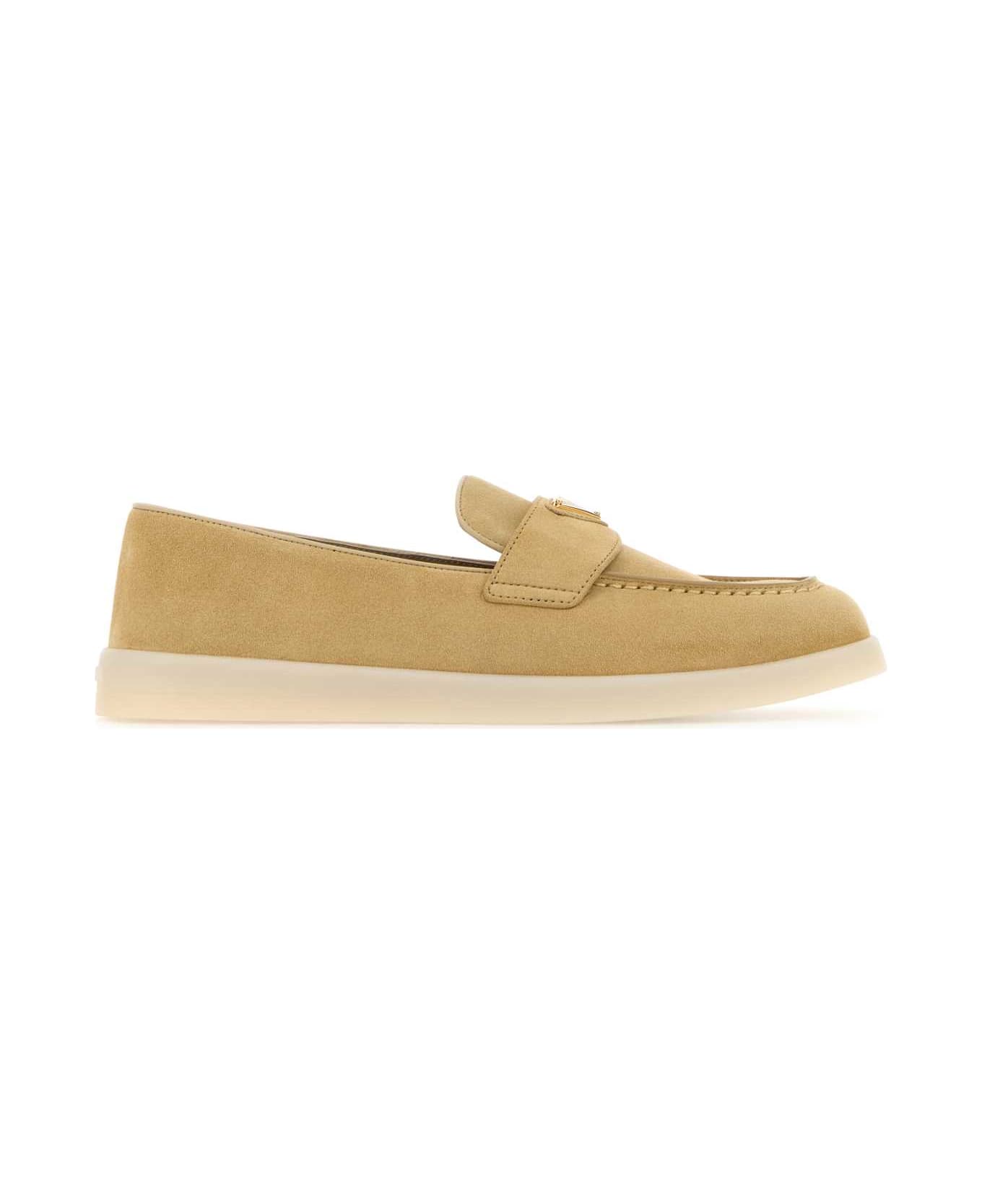 Prada Beige Suede Loafers - ECRU'