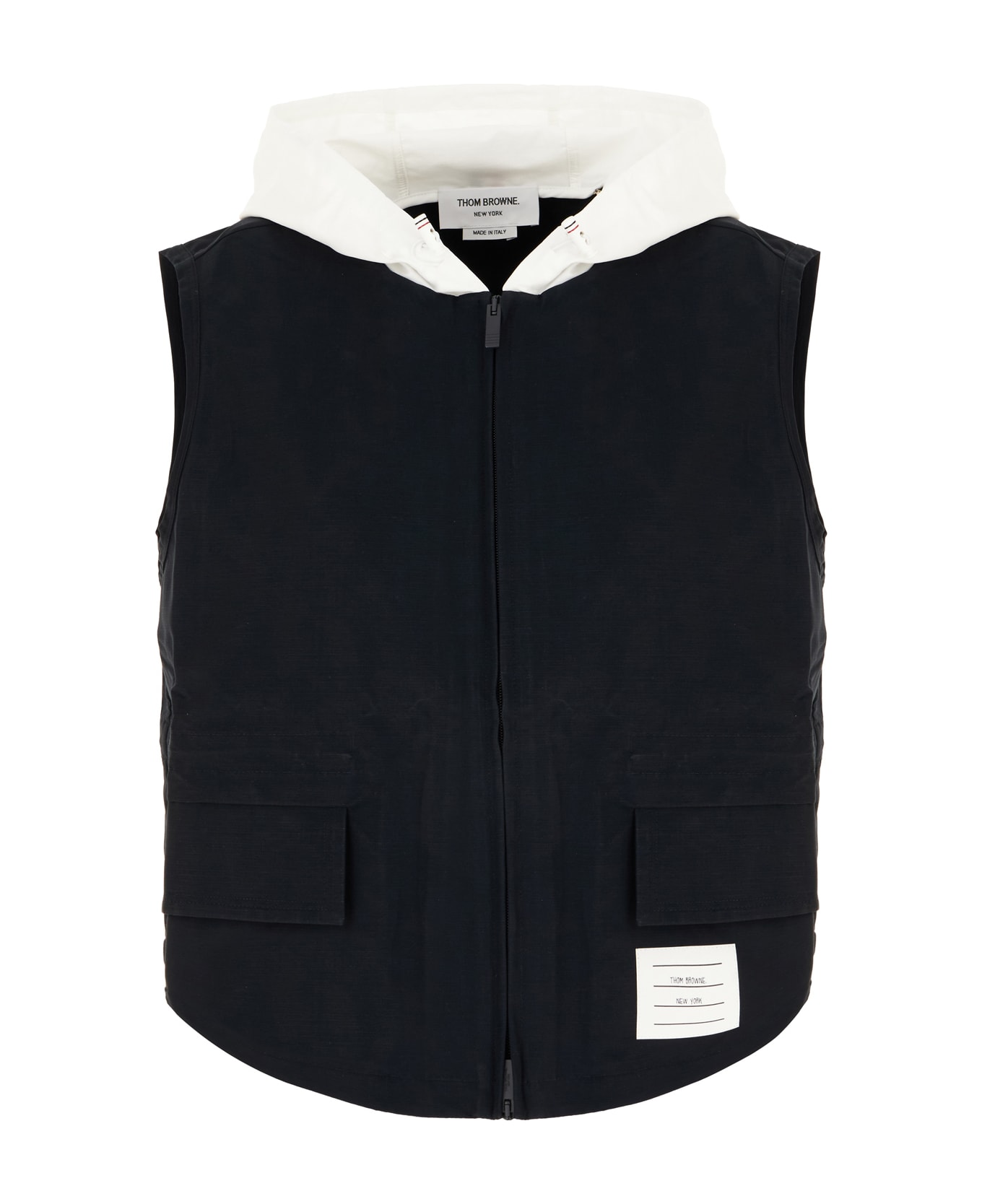 Thom Browne Black Cotton Blend Sleeveless Jacket - NAVY