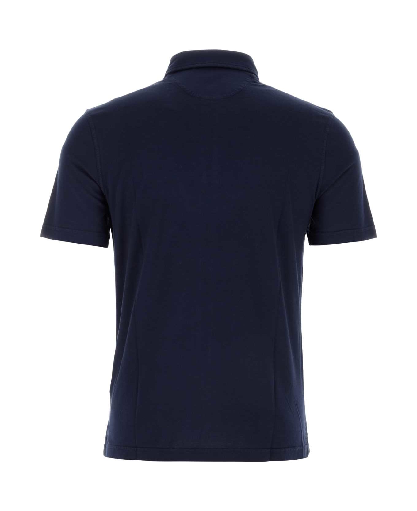 Fedeli Blue Cotton Polo Shirt - Blue