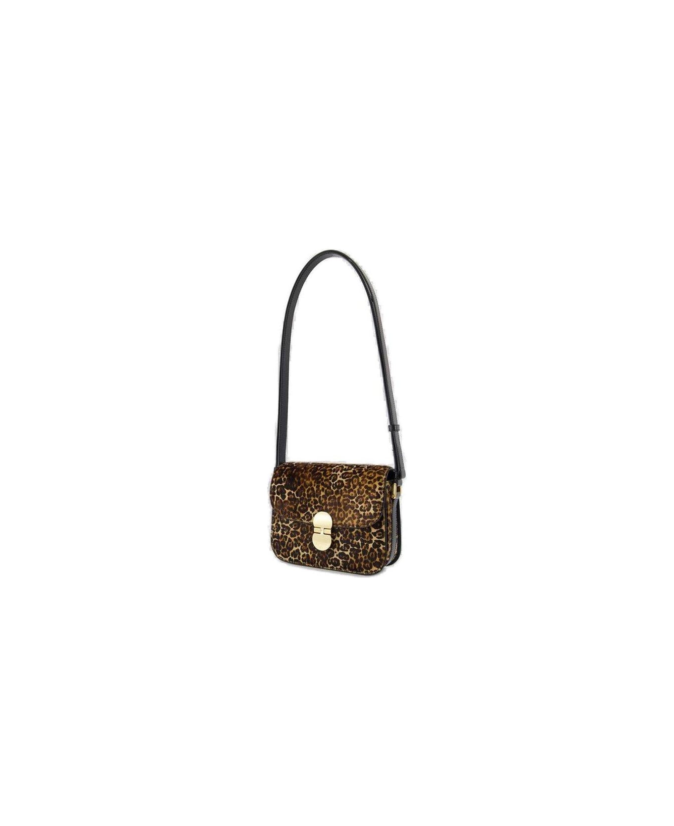 A.P.C. Leopard Printed Small Shoulder Bag - Nero