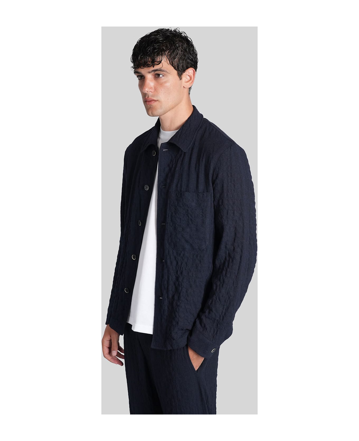 Barena Cedrone Casual Jacket In Blue Viscose - blue