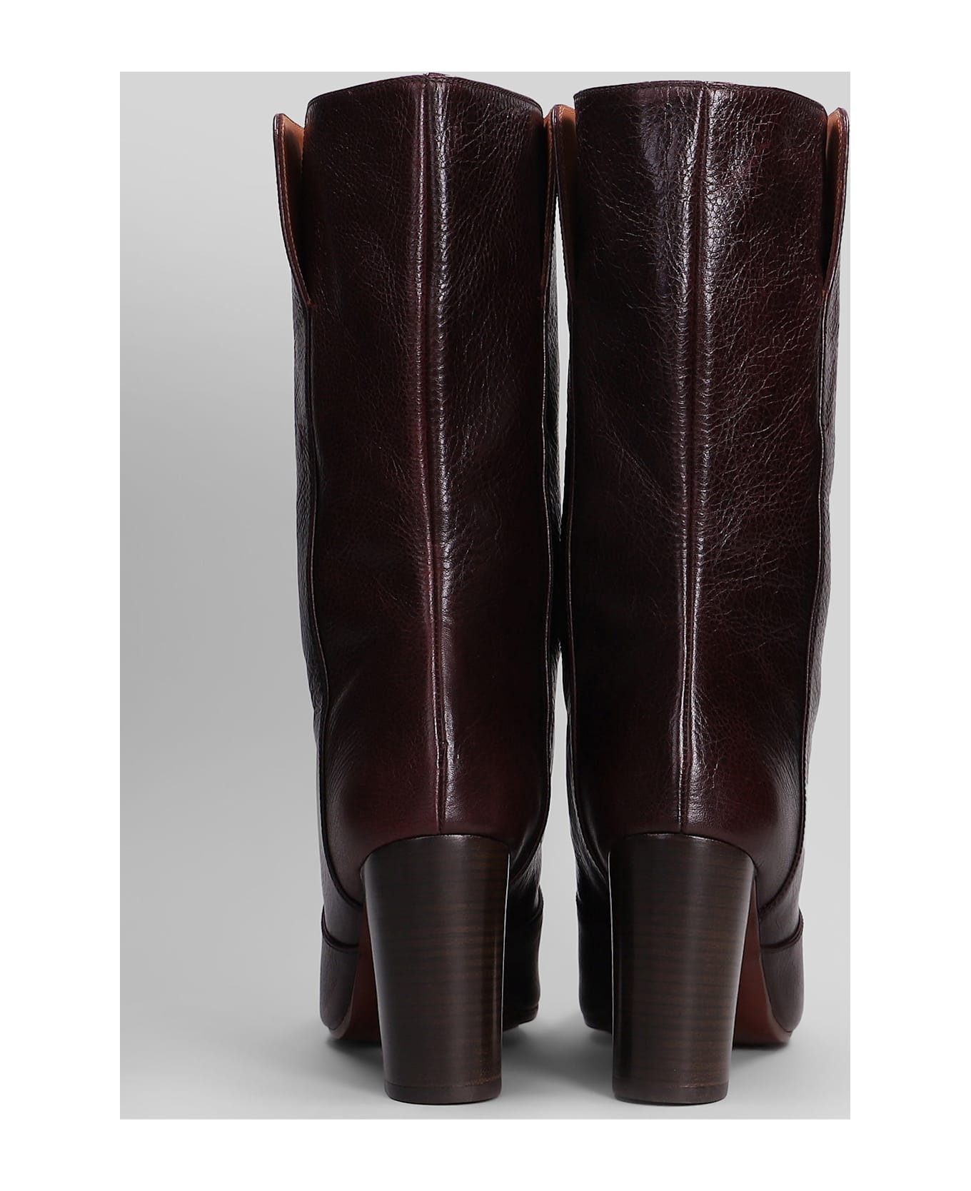 Chie Mihara Exis High Heels Ankle Boots In Bordeaux Leather - bordeaux