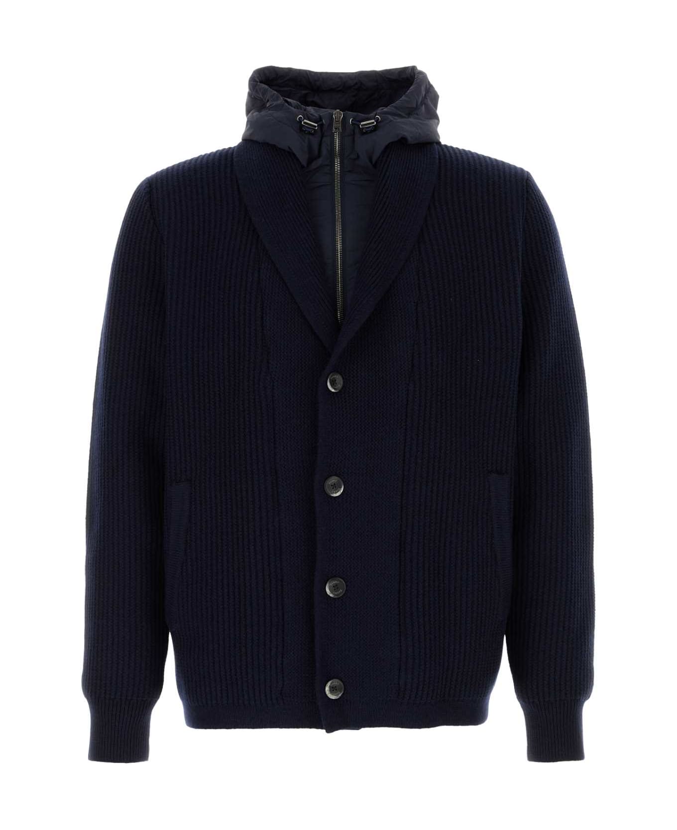 Herno Navy Blue Wool Jacket - NAVY